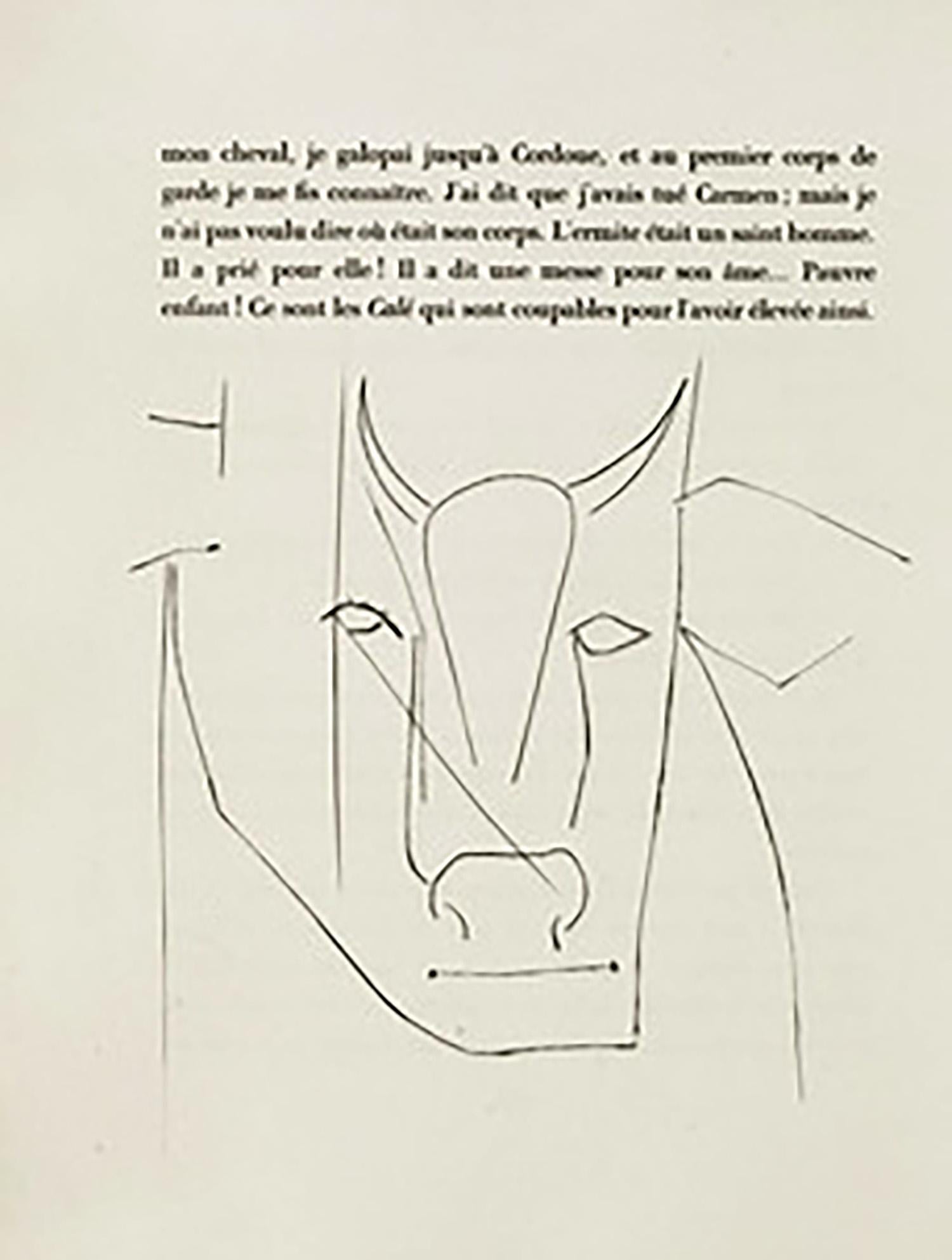 Pablo Picasso Portrait Print - Head of a Bull (Plate XXXII)