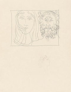Head of a Man and a Woman - Original Etching by Pablo Picasso - 1930