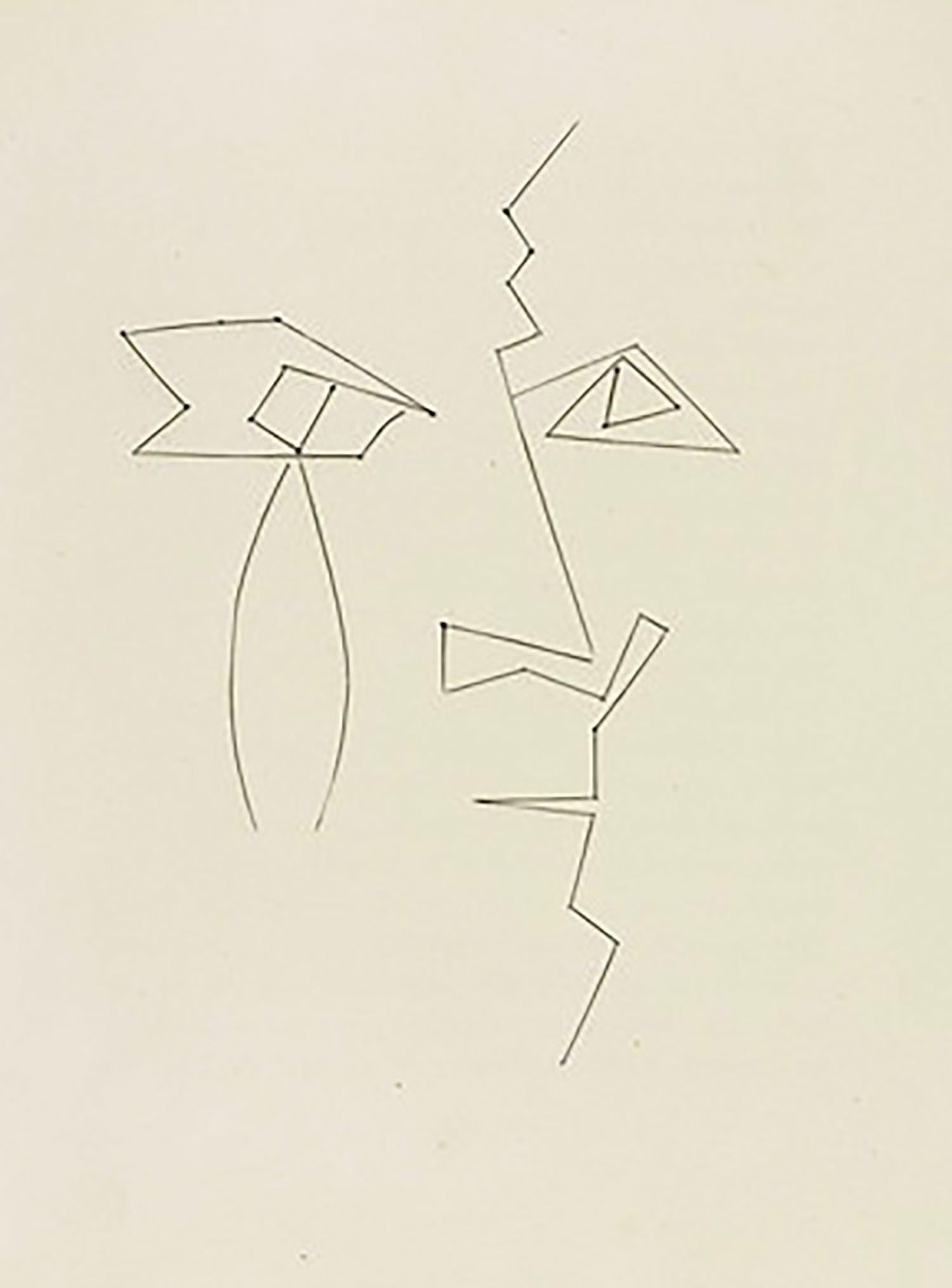 Pablo Picasso Portrait Print - Head of a Man in Broken Lines (Plate XXXIV)