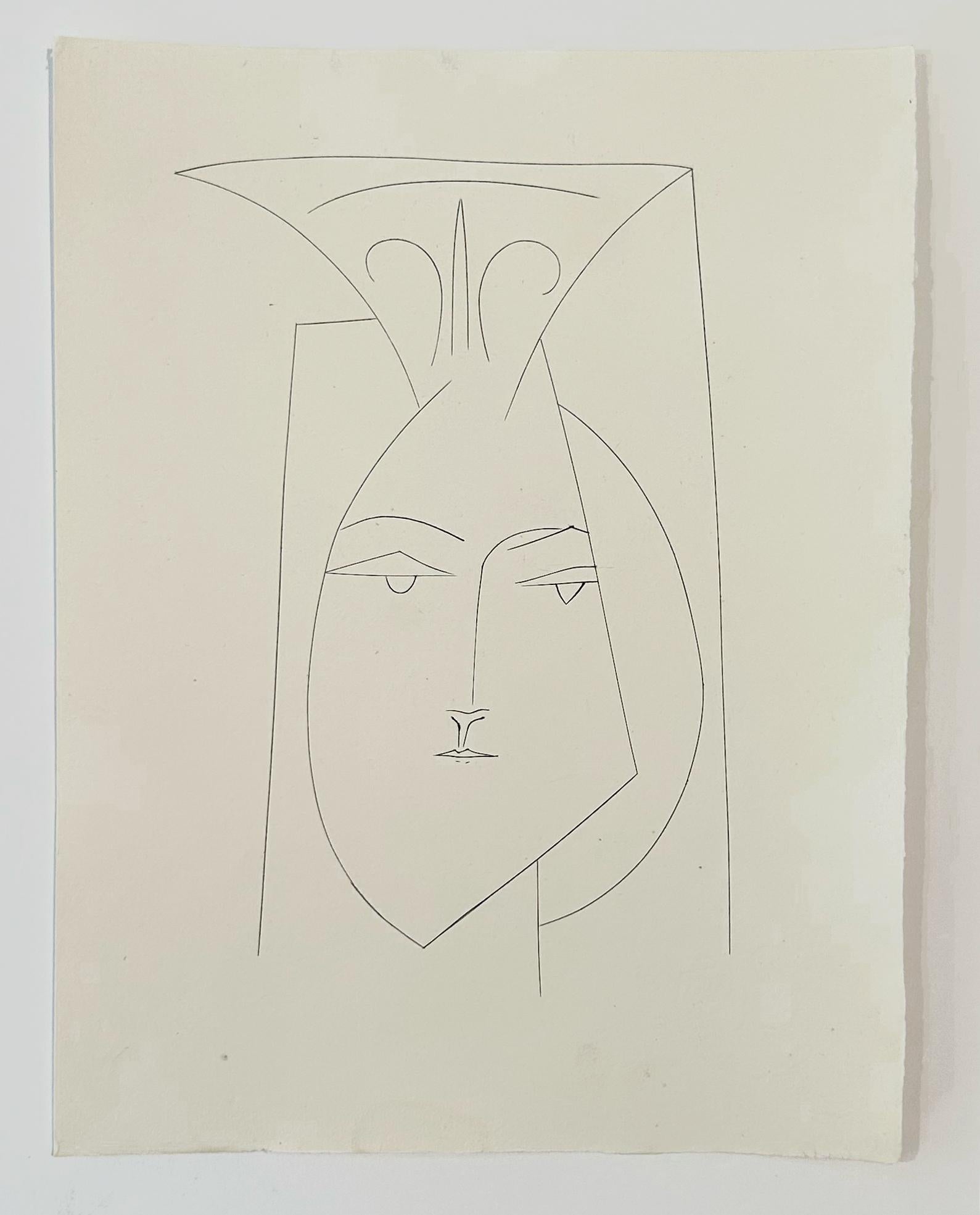 Testa di donna con mantiglia (Piastra I), da Carmen - Print Cubismo di Pablo Picasso