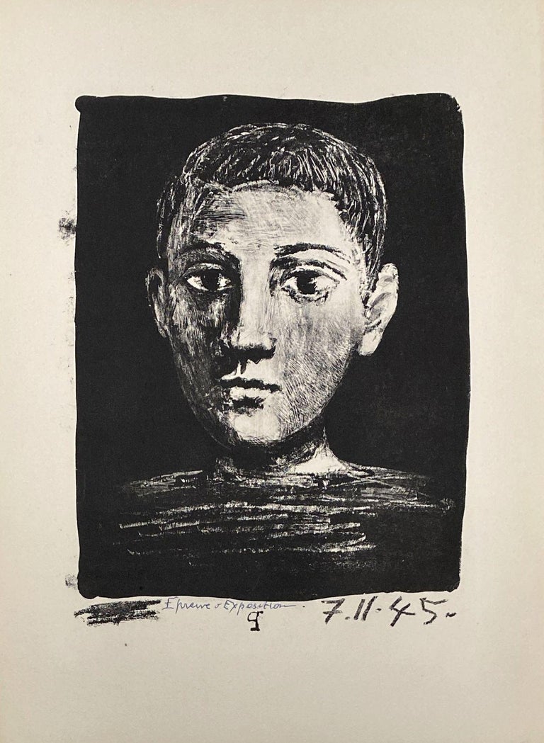 Pablo Picasso Portrait Print - Head Of Young Boy (Final State) - Original Lithograph - Bloch 378 - Mourlot