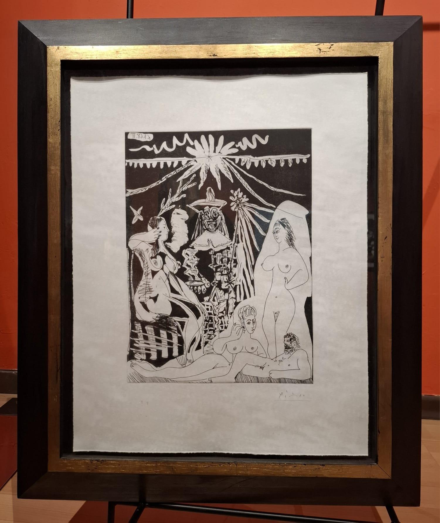 Abstract Print Pablo Picasso - Home alongé avec deux femmes - Suite 347