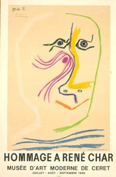 Vintage Hommage a Rene Char litho by Moulot Imprimerie