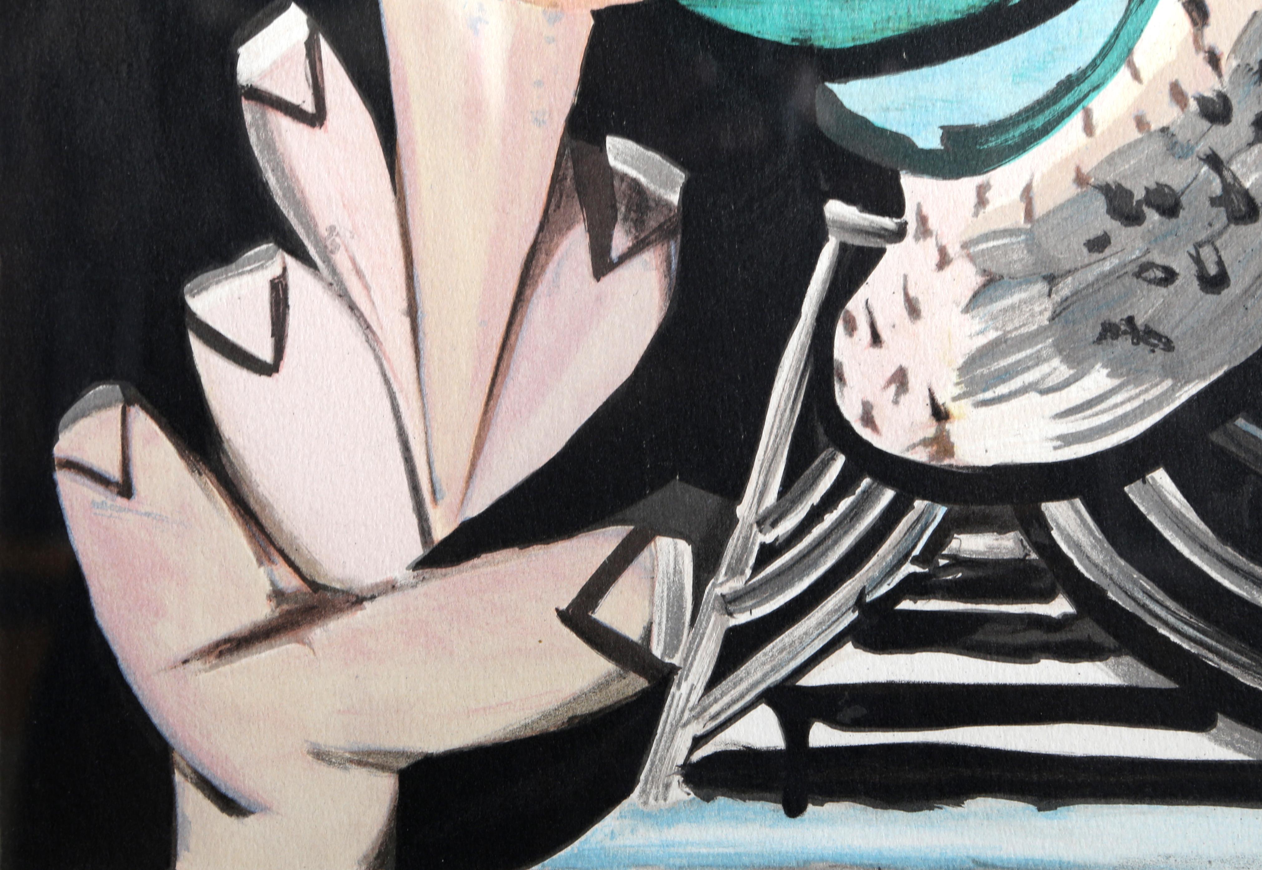 Homme au Cornet, lithographie cubiste d'après Pablo Picasso en vente 1
