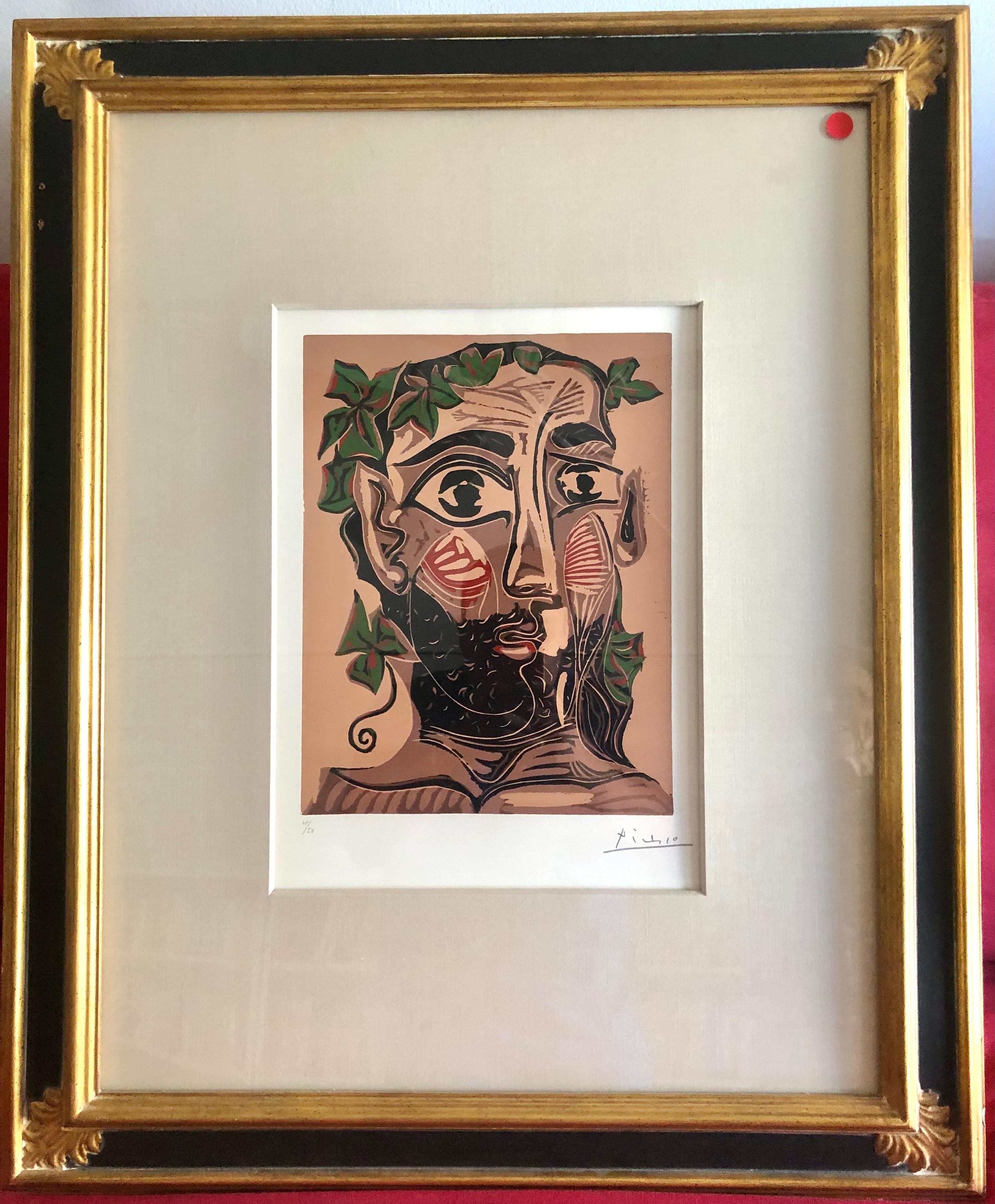 Homme barbu couronné de Feuillage (Bearded Man Crowned with Greenery) - Print by Pablo Picasso