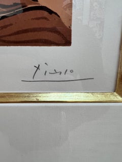 Homme Barbu Couronné de Vigne, 1962 - Signed Pablo Picasso Linocut Print, Framed