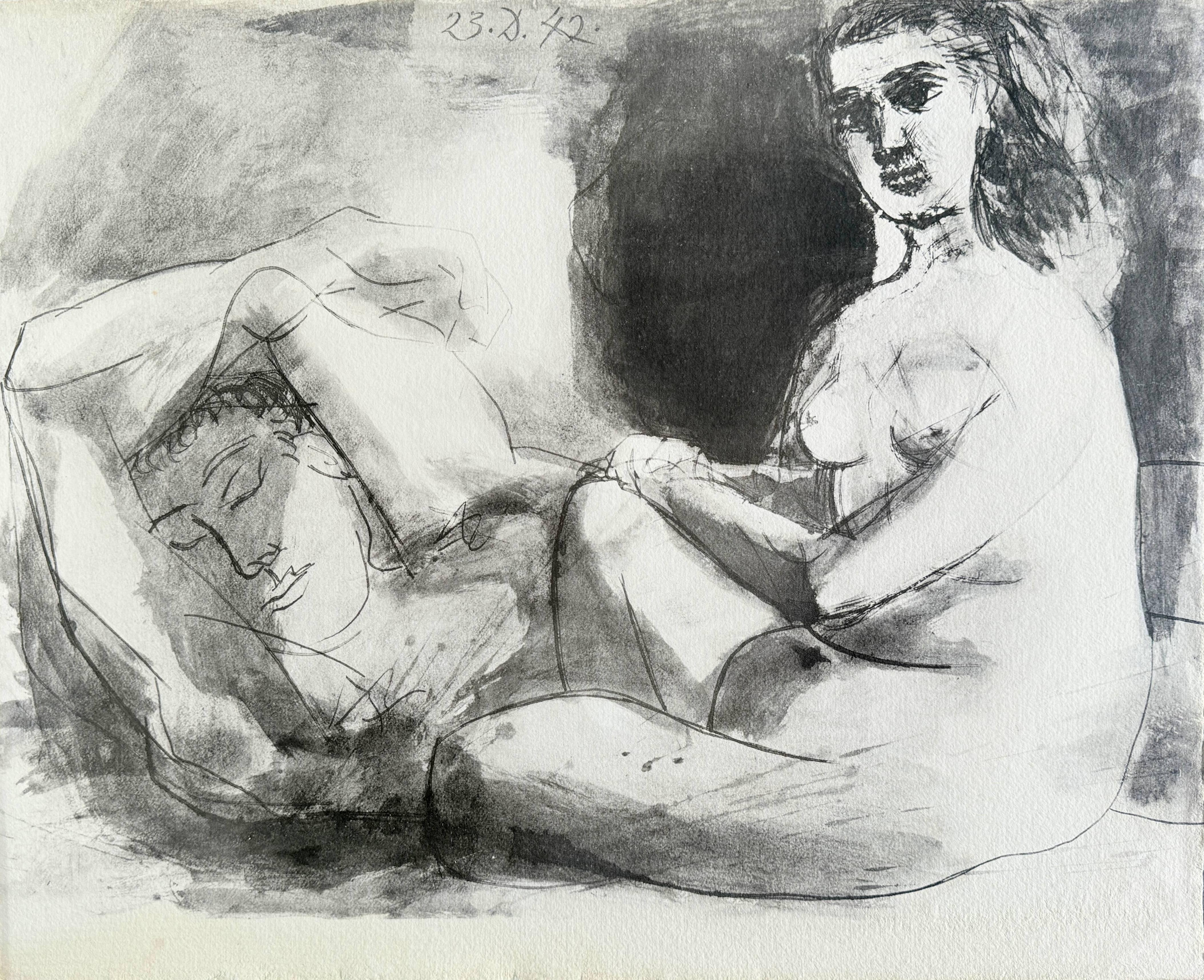 Homme couché et femme assise For Sale 5