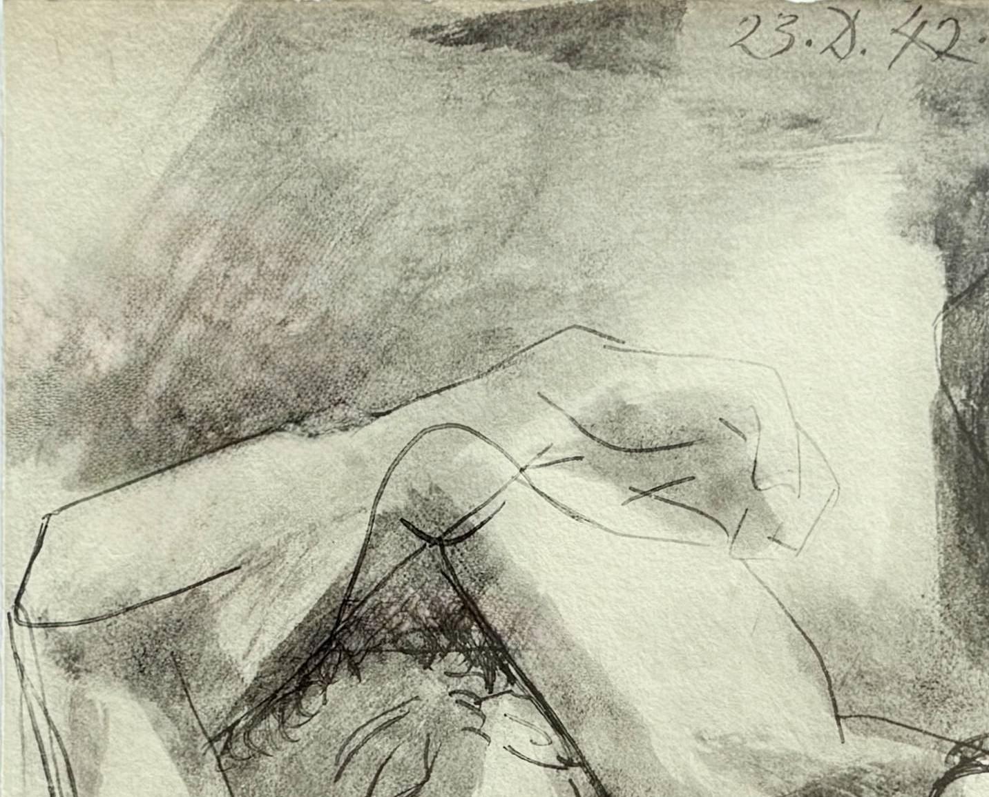 Pablo Picasso (1881-1973) - Homme couché et femme assise

Lithograph from 1967.

The edition of 29/500 on Auvergne Richard de Bas paper.

With two watermarks - one of the paper, second of the publisher.

Dimensions of work: 42 x 52.5 cm

Publisher: