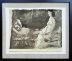 Homme couché et femme assise
