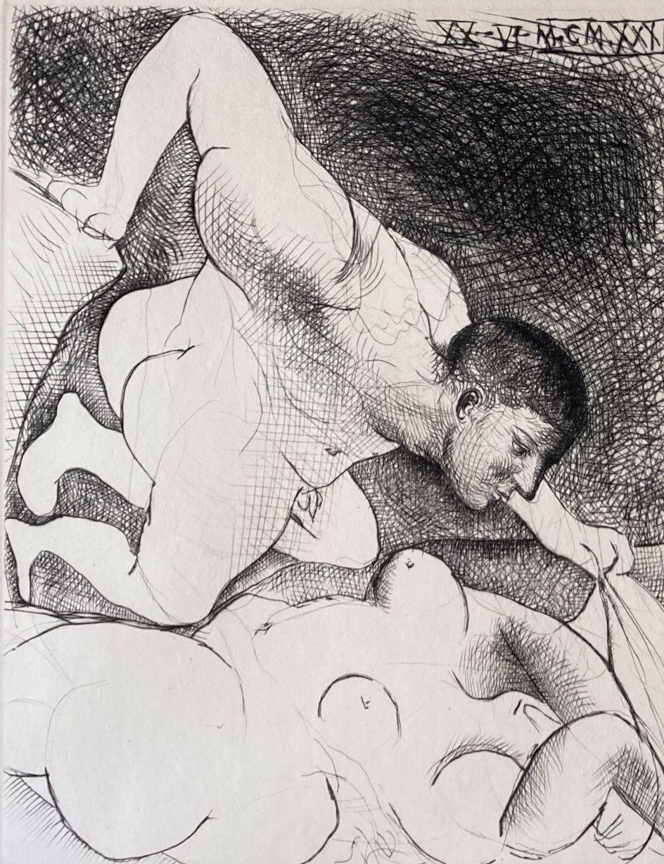 Homme dévoilant une Femme. (Man unveiling a woman). - Print by Pablo Picasso