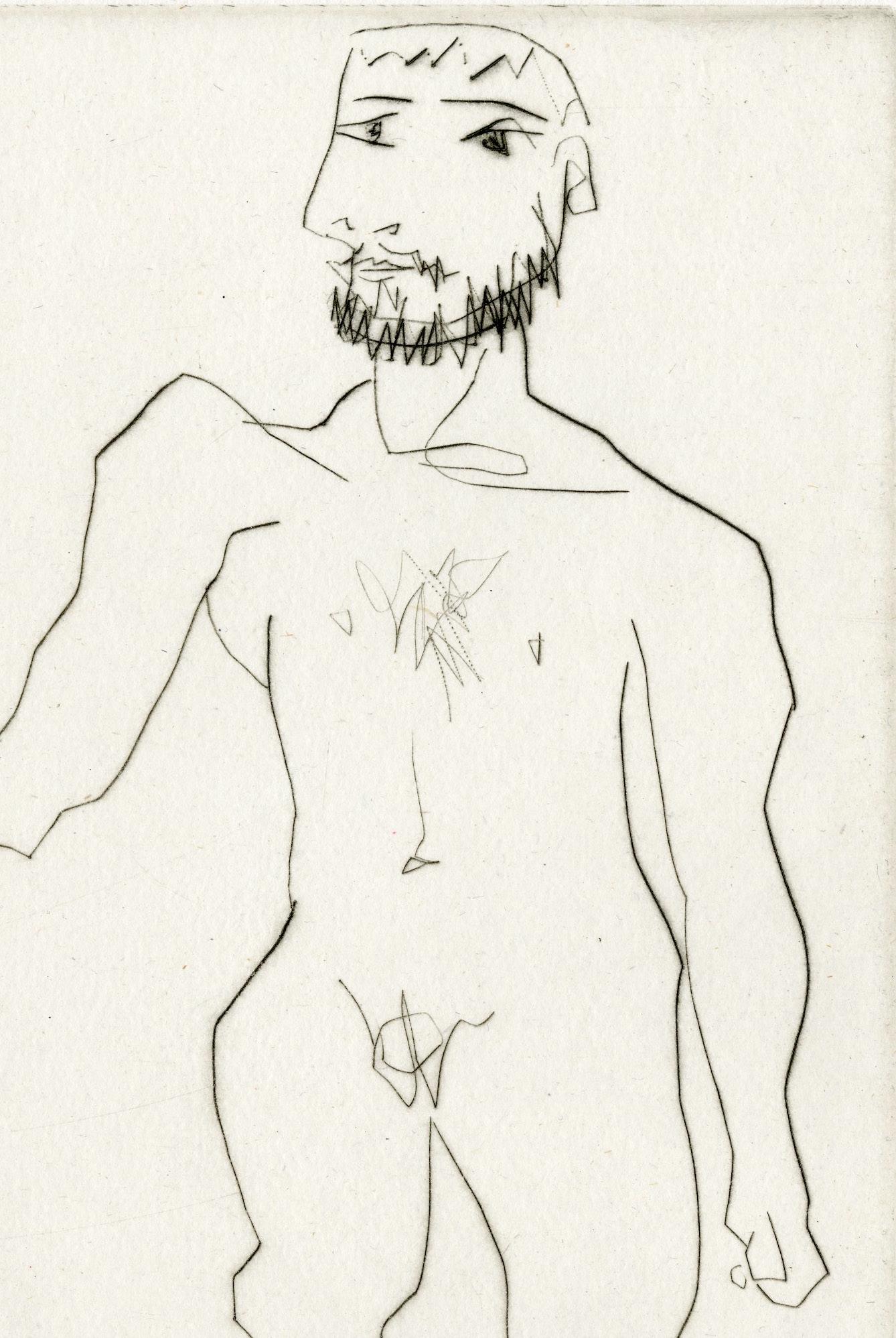 Homme Nu Debout avec un Cheval - Blanc Nude Print par Pablo Picasso