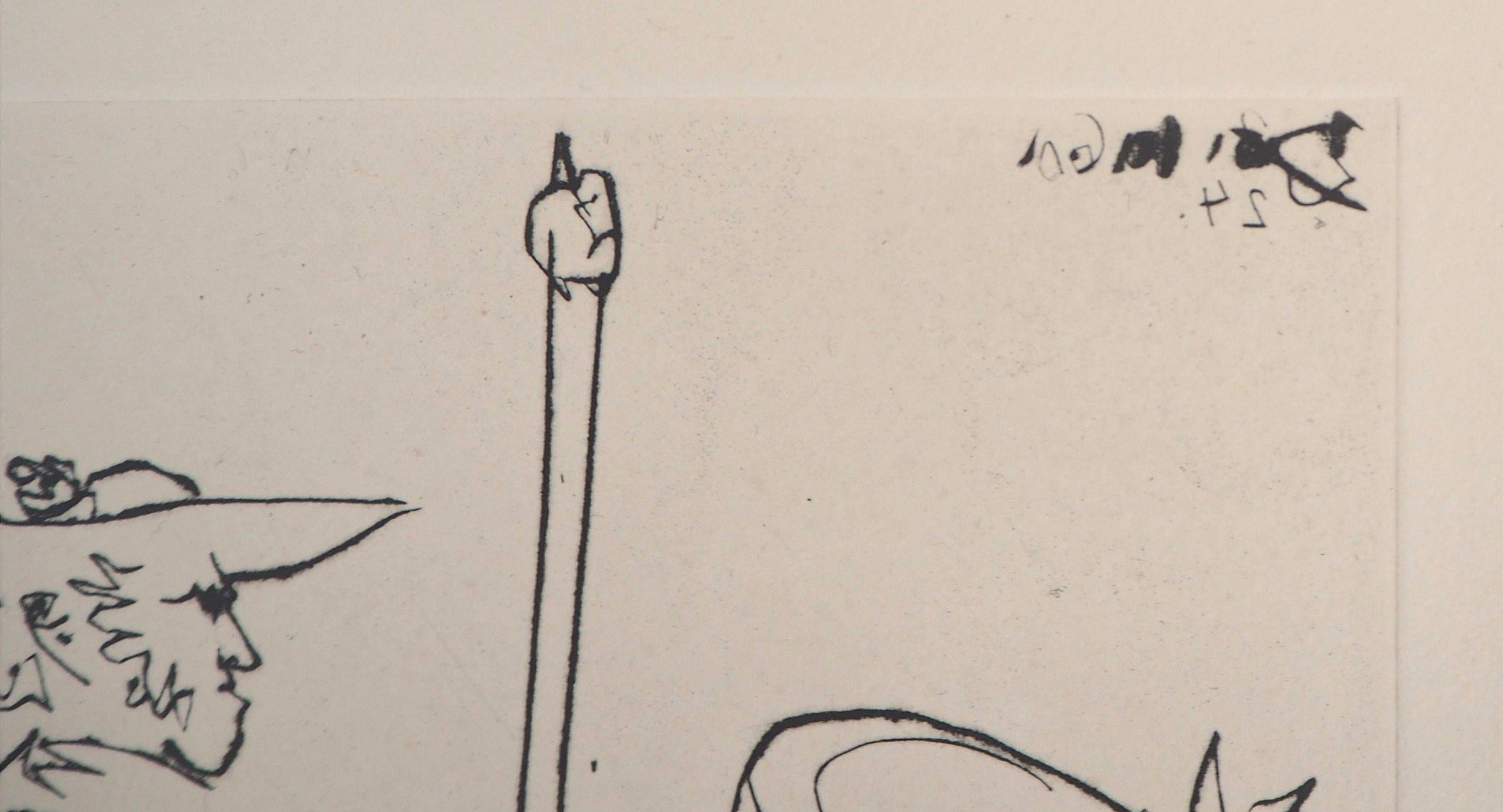 Pablo Picasso
Cavalier (Le Carmen Des Carmen), 1960

Gravure originale
Daté dans la plaque
Sur vellum, 35 x 26 cm (c. 13,7 x 10,2 inch)

REFERENCE : Catalogue raisonné Bloch #1000

Excellent état