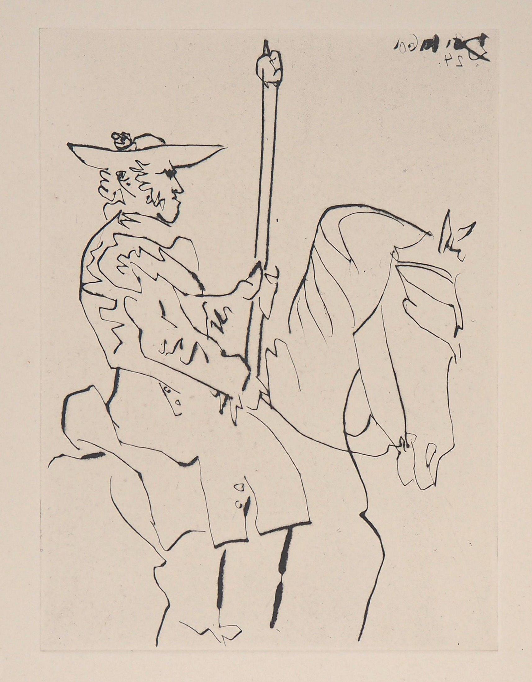 Pablo Picasso Figurative Print - Horseman, Le Carmen Des Carmen, 1960 - Original etching (Bloch #1000)