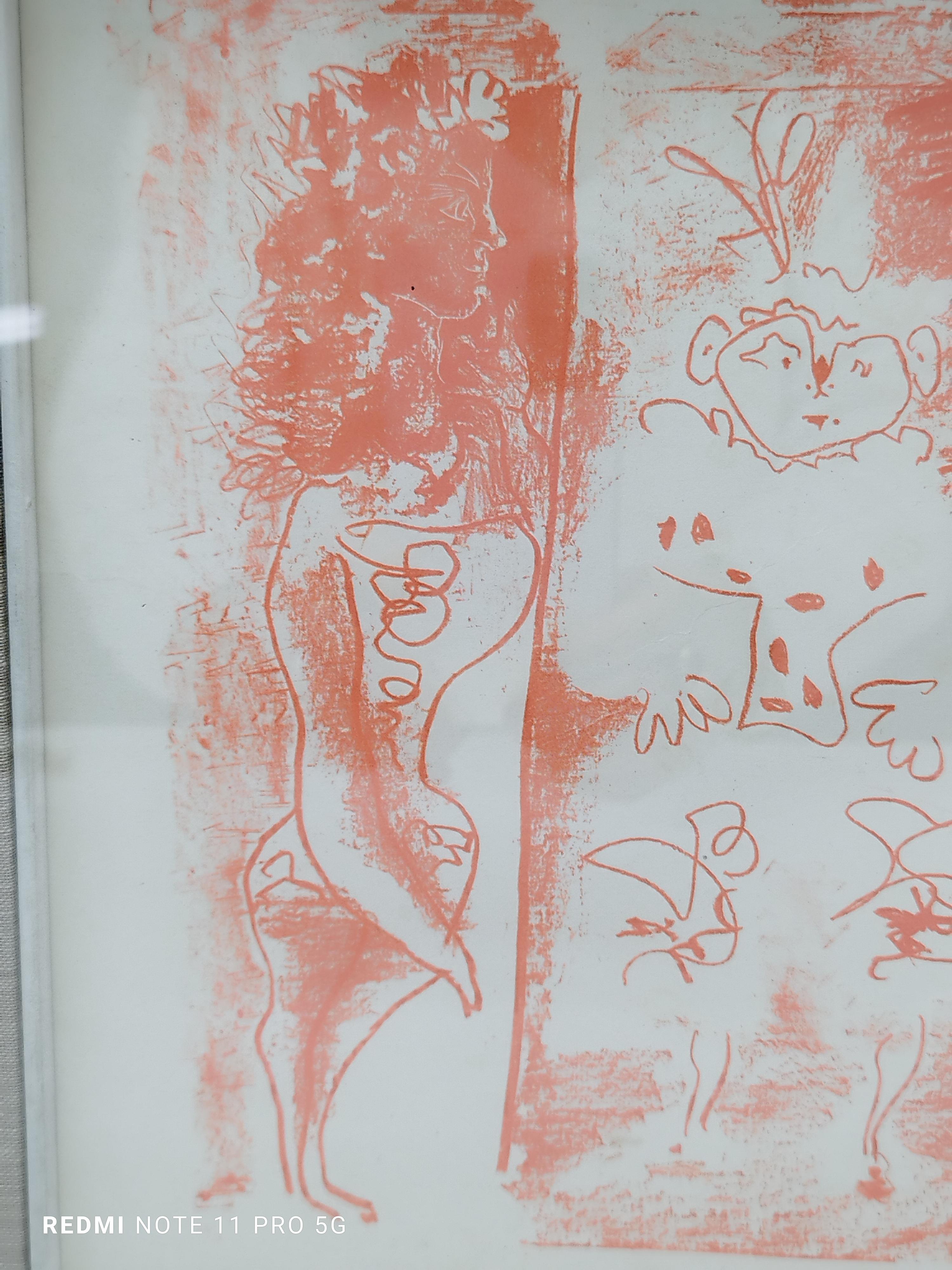 LOS PERSONAJES DEL CIRCO - Litografía sobre papel firmada Picasso, Italia años 50 - Print de Pablo Picasso