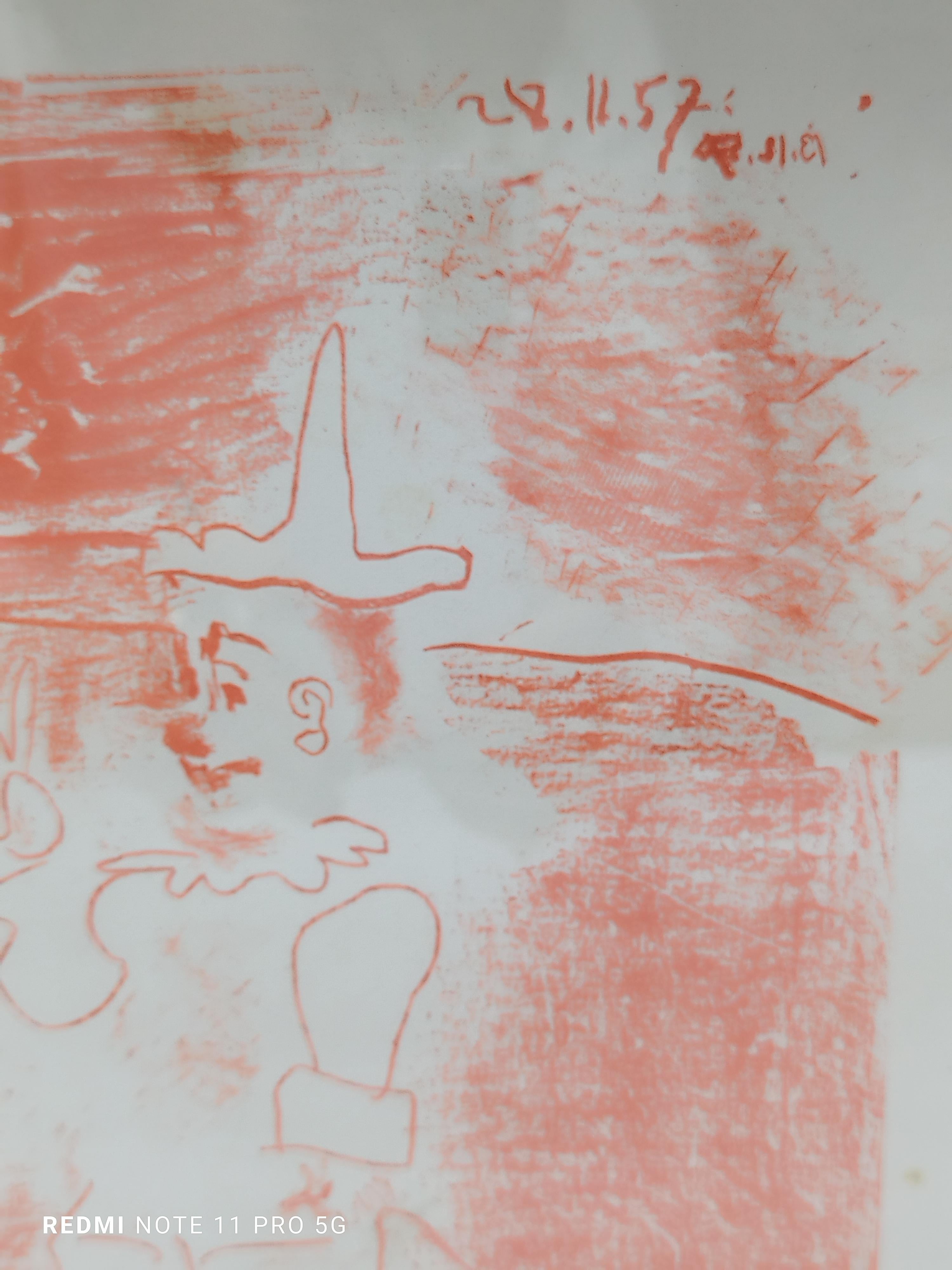 Rara litografía de edición limitada sobre papel de Pablo Picasso.

- Año: 1965
- Ediciones SPADEM
- Fecha arriba a la derecha

