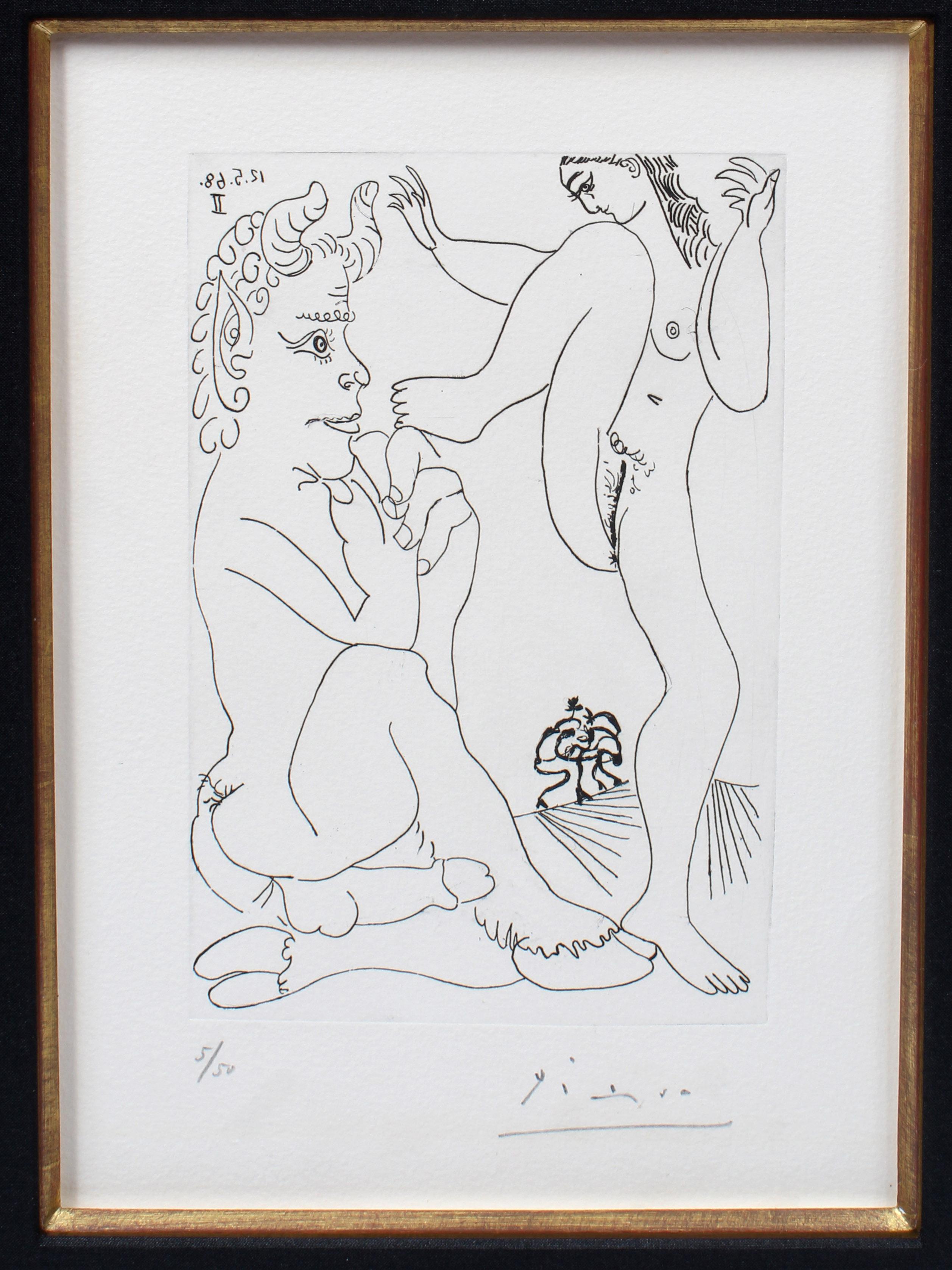 Important Erotic Picasso Etching 1968 Hand Signed Numbered Metropolitan Exhibit - Print by Pablo Picasso
