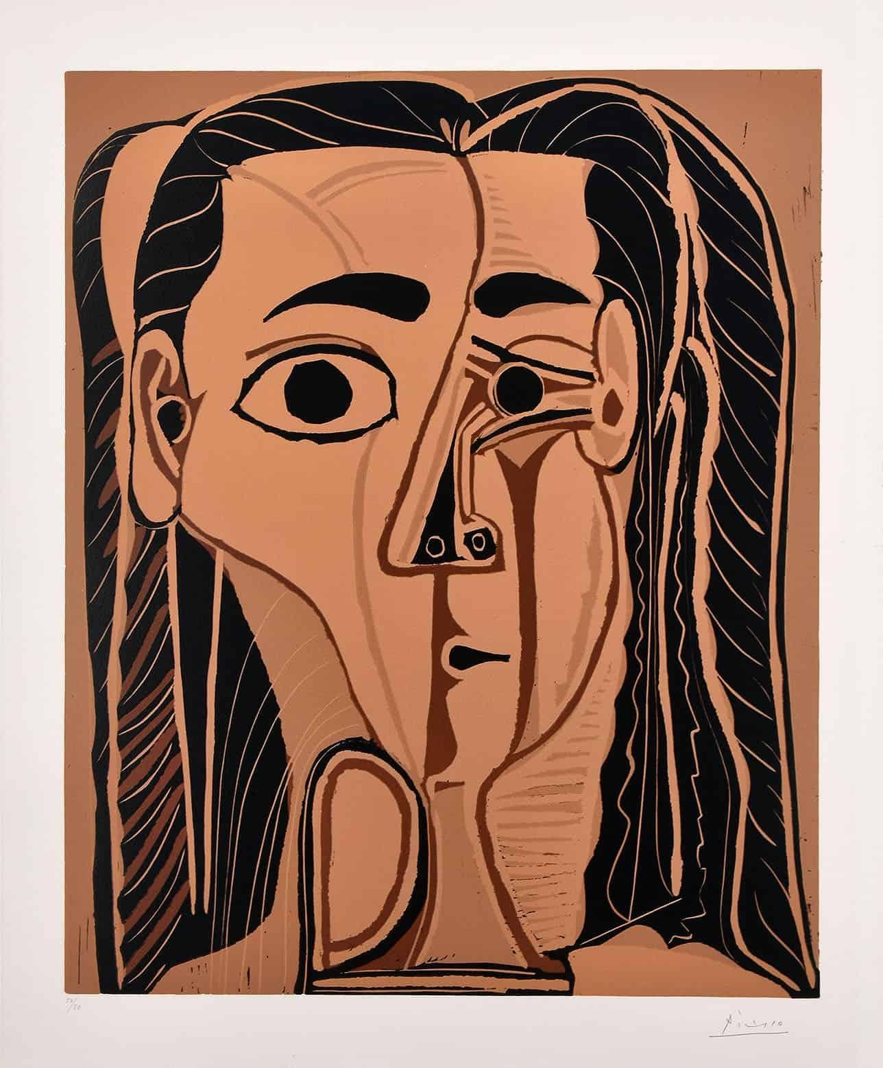 Pablo Picasso - Jacqueline au Bandeau de Face (Grande Tête de Femme) For  Sale at 1stDibs