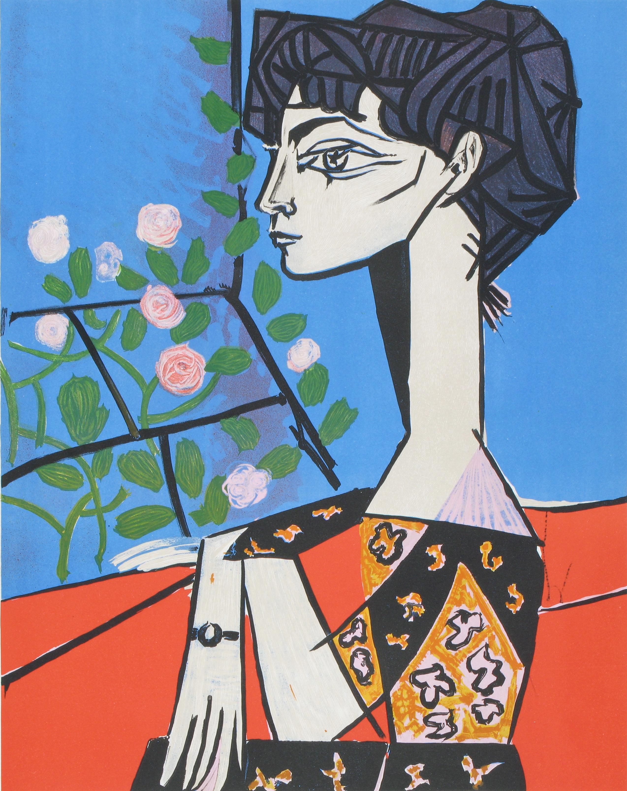 Pablo Picasso Portrait Print - Jacqueline avec Fleurs