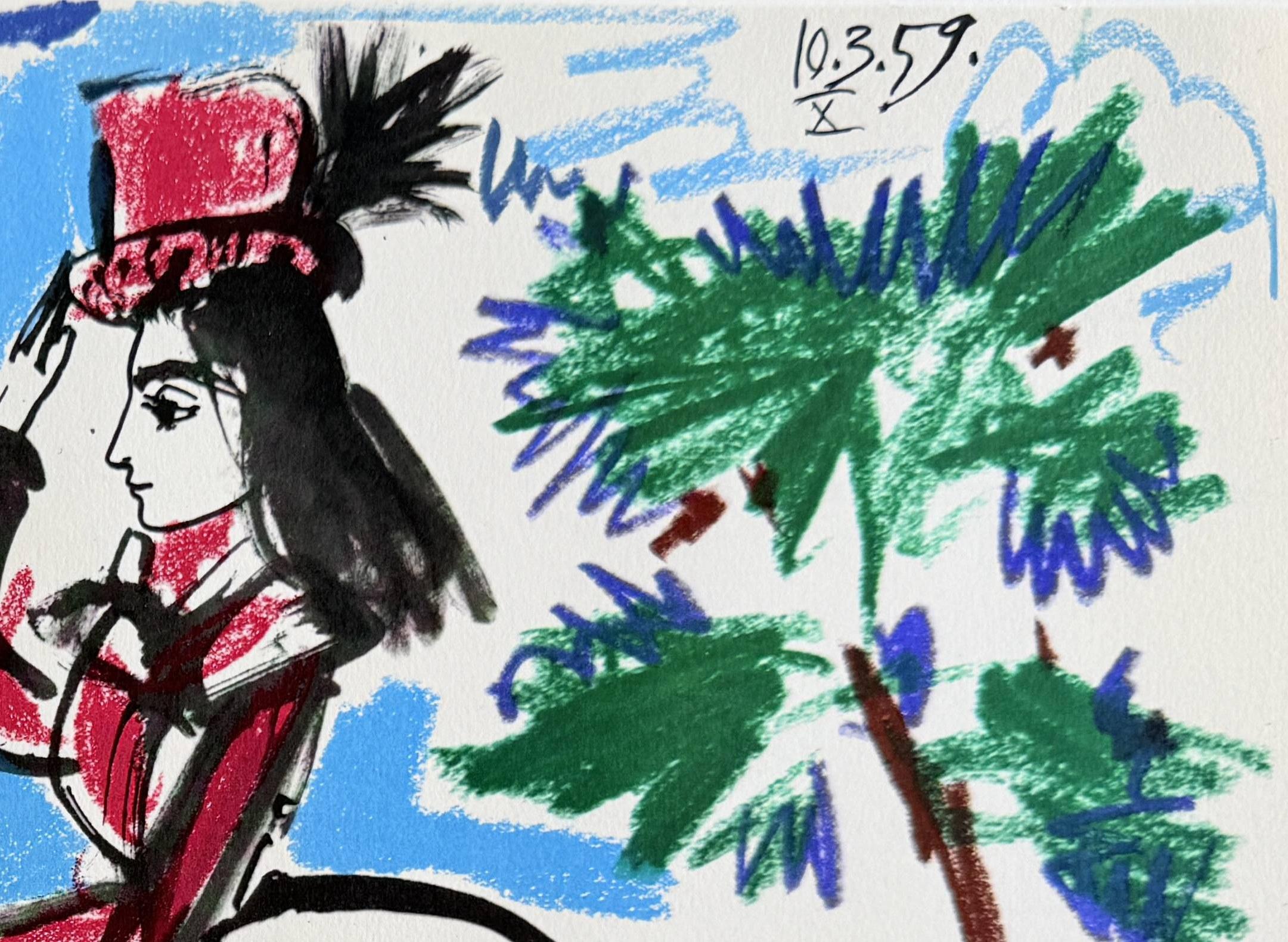 Pablo Picasso (1881-1973) - Jacqueline

Lithographie mit Quadrochromie von 1961.

Abmessungen des Blattes: 27 x 37,9 cm

Abmessungen im Rahmen: 43,2 x 53,2 cm

Herausgeber: Éditions Cercle d'Art, Paris.

Das Werk ist in ausgezeichnetem