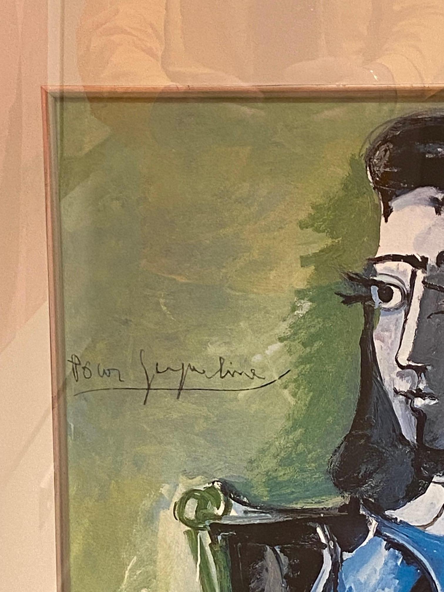 Jacqueline -lithograph from Pablo Picasso portrait of his sitting wife and model 1