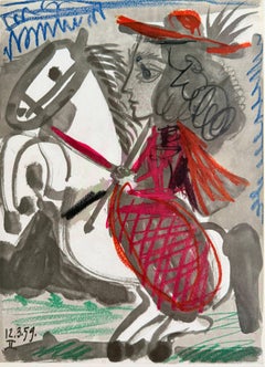 Jacqueline, litografía, moderna, 1961, enmarcada, en excelente estado