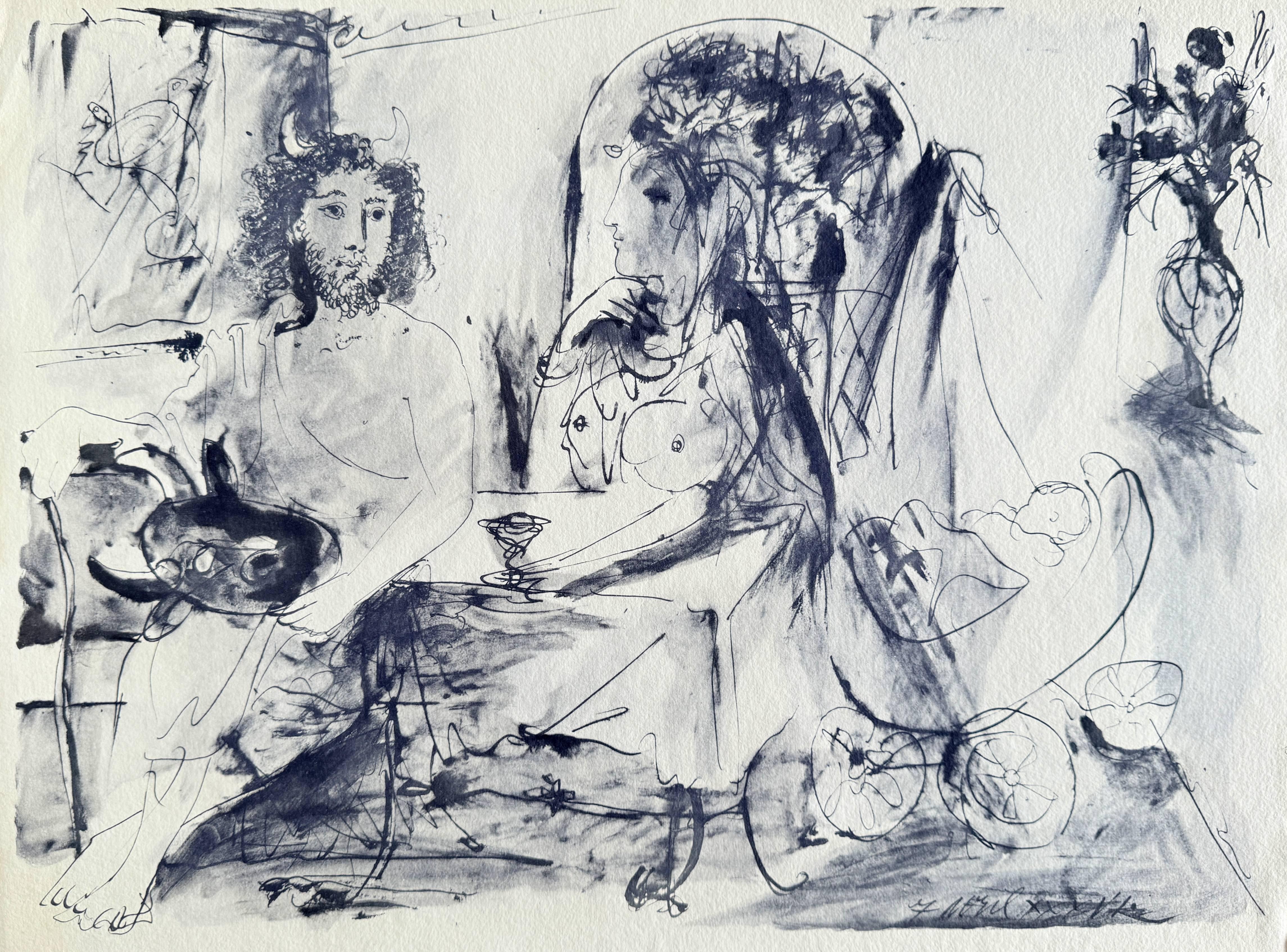 Pablo Picasso Print - Jeune faune, femme et enfant