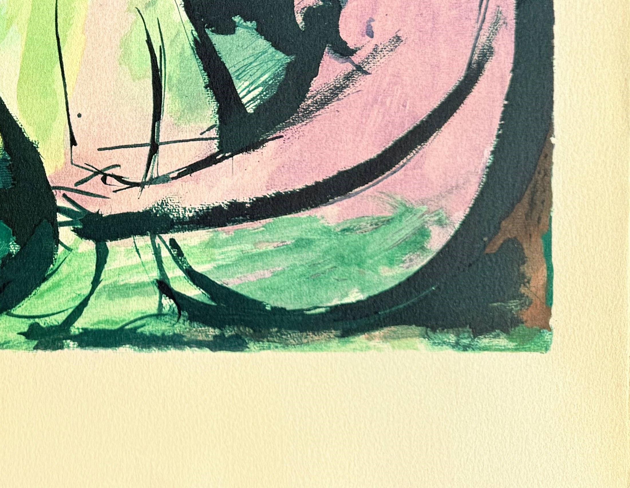 Joueur de diaule et nu - Beige Print by Pablo Picasso