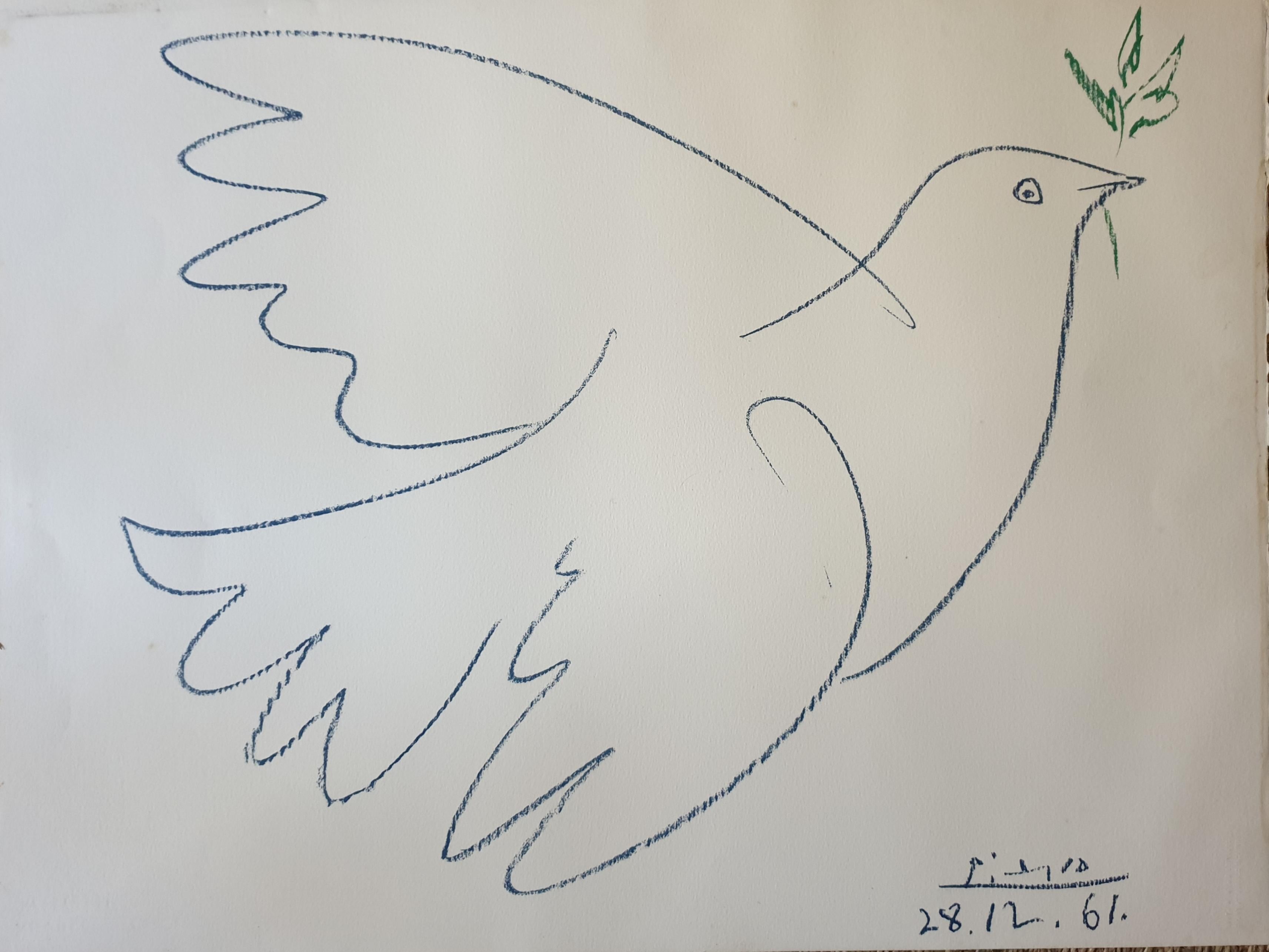 La Colombe Bleue, lithographie d'une colombe de paix. Combat Pour la Paix (Combat pour la Paix). 4