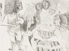 La fête de la patronne, petit chien, fleurs et potins, portrait de Degas au mur
