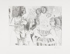 La fête de la patronne, petit chien, fleurs et potins, portrait de Degas au mur