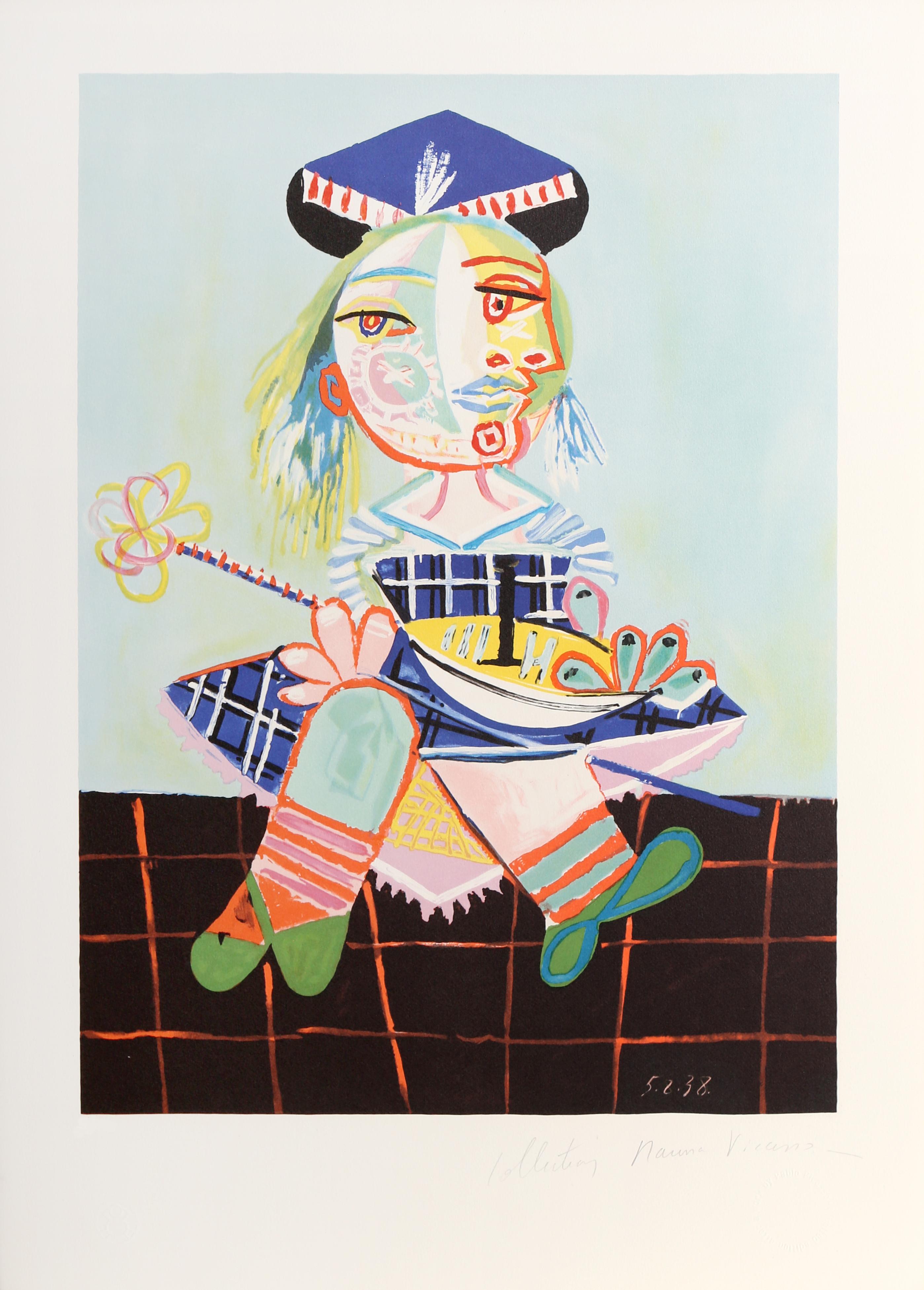 Pablo Picasso Abstract Print – La Fille de L'Artiste a Deux Ans et Demi avec un Bateau