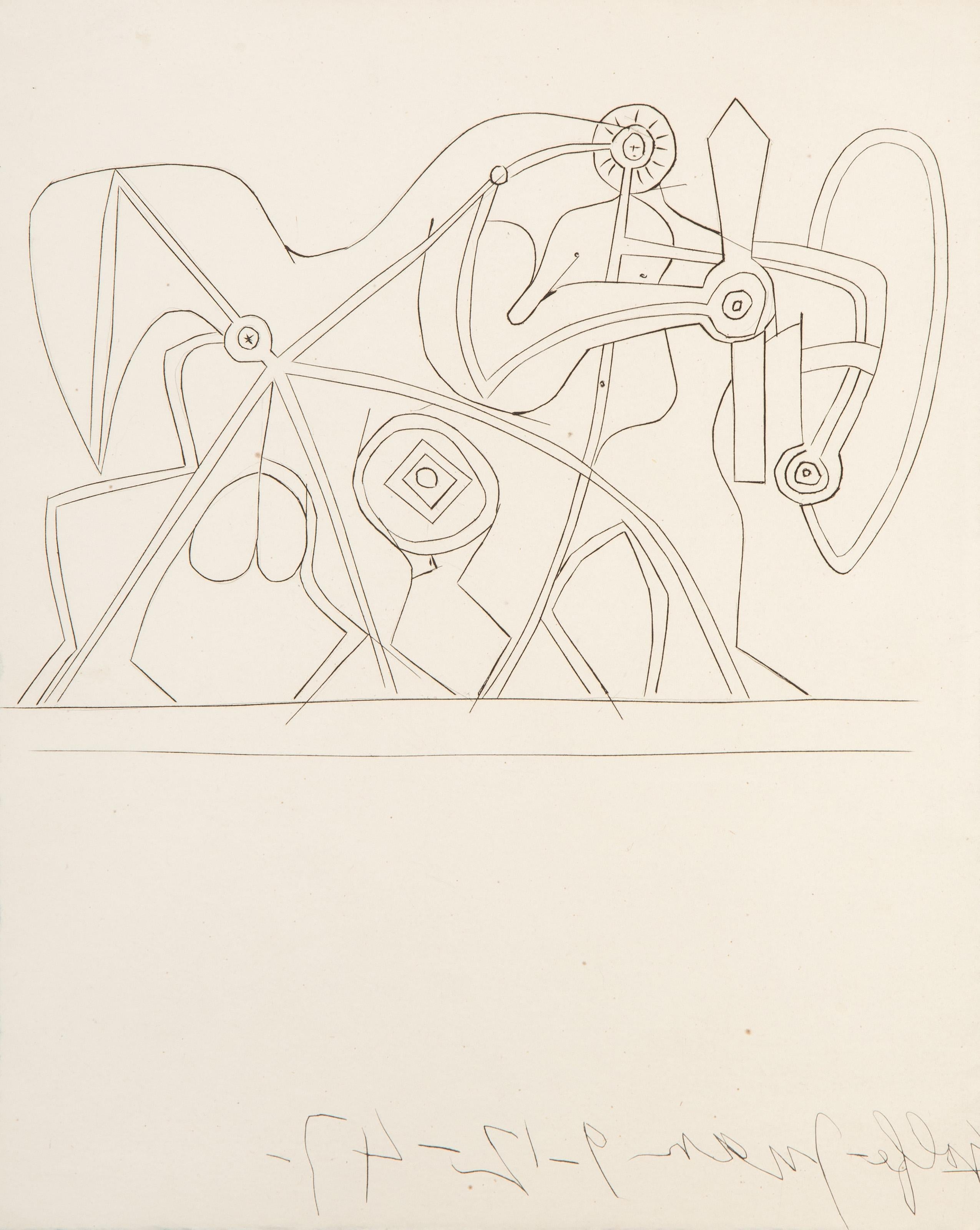  Pablo Picasso, Spanish (1881 - 1973) - La Fosse Commune, Year: 1947, Medium: Etching on Arches, Image Size: 10 x 8.75 inches, Size: 11 x 17.75 in. (27.94 x 45.09 cm), Reference: Bloch 461, Provenance: From the collection of the late Larry Saphire.
