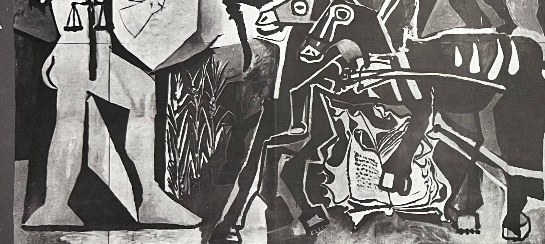 La Guerre et la Paix Rouge Collotype, Collotyp (Grau), Figurative Print, von Pablo Picasso