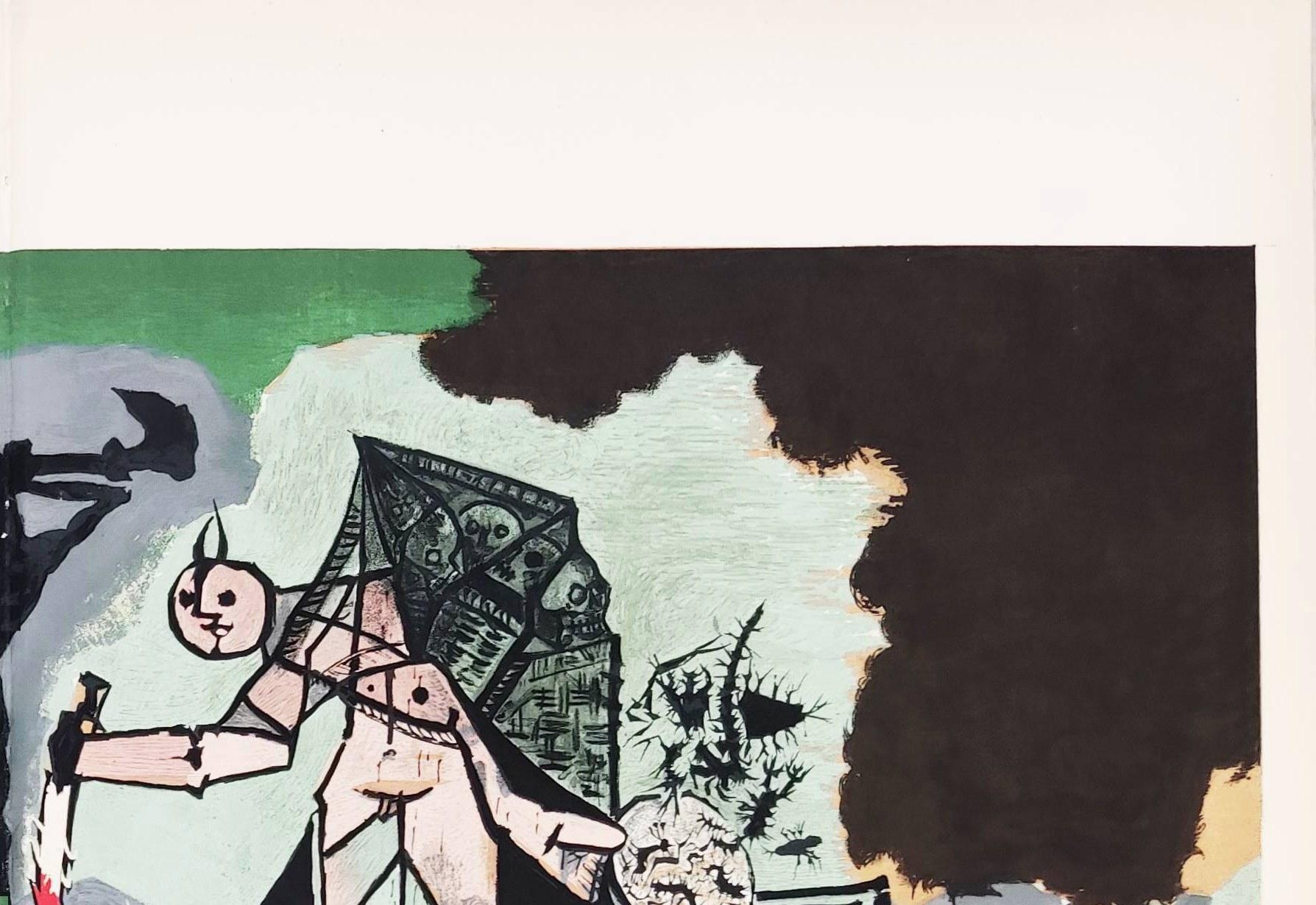 La Guerre et la Paix Rouge - Gray Figurative Print by Pablo Picasso