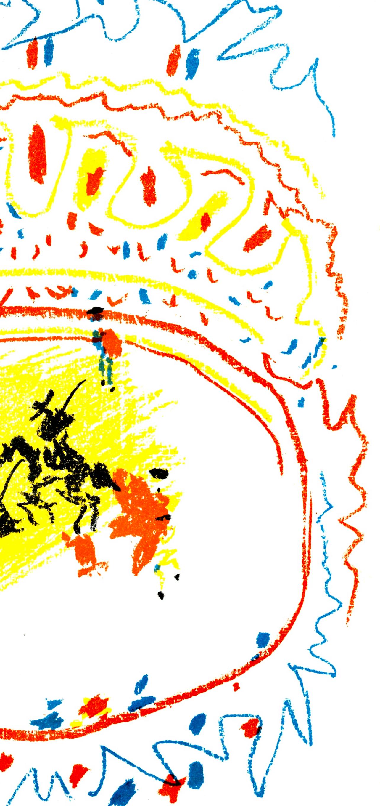 La Petite Corrida (Bloch 839; Cramer 92; Mourlot 302), XXe siècle - Yellow Figurative Print by Pablo Picasso
