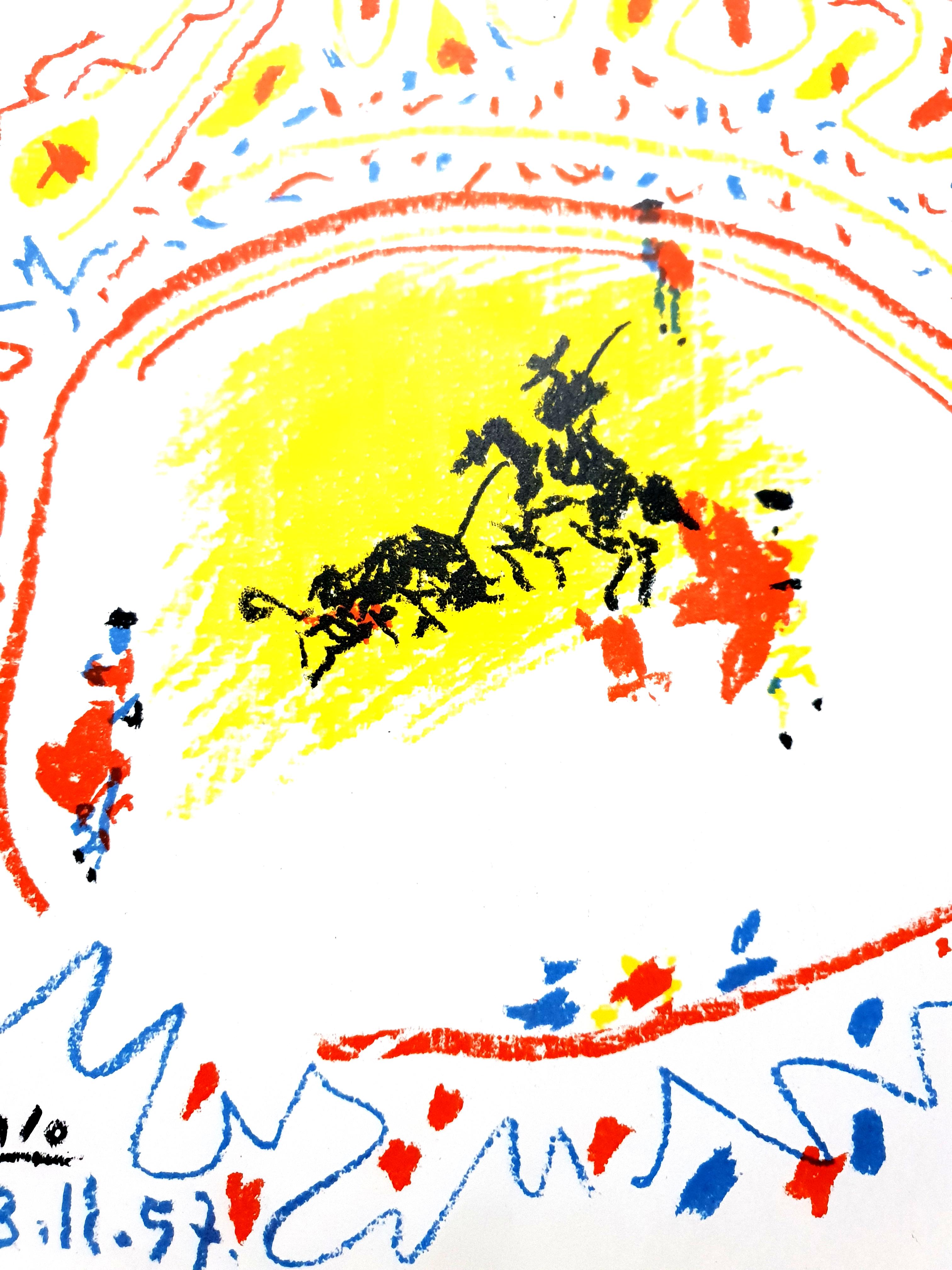 Pablo Picasso - Original Lithograph
La Petite Corrida (The Small Bullfight)
1958
Edition of 2000, unsigned
Published in the journal XXe Siecle
Dimensions: 32 x 25 cm 
Edition: G. di San Lazzaro.

Catalogue raisonne: Mourlot 302
Pablo