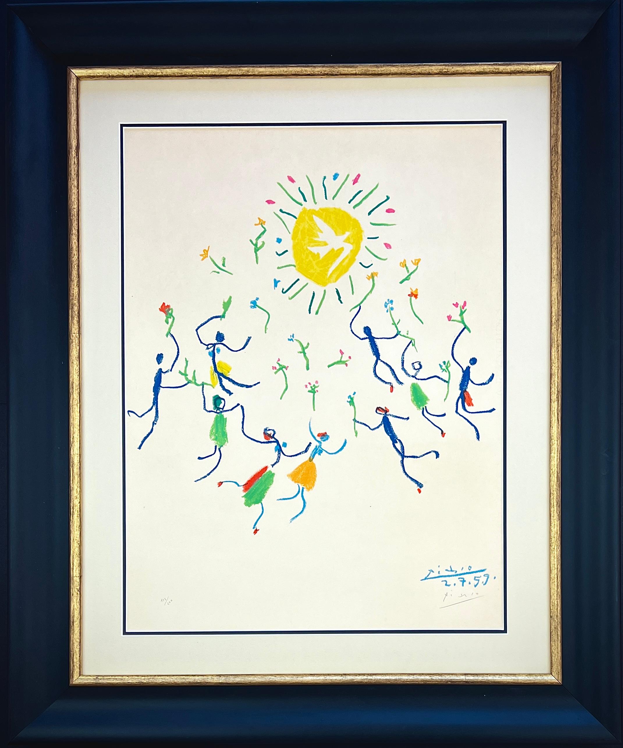 color lithograph on Arches paper , edited in 1961
Limited edition of 200 copies , numbered 114/200 in lower left
Hand signed by Pablo Picasso in pencil in the lower right margin
paper size: : 65,5 x 50 cm ( 25 3/4 in x 19 7/8 in )
Framed size: 86.5