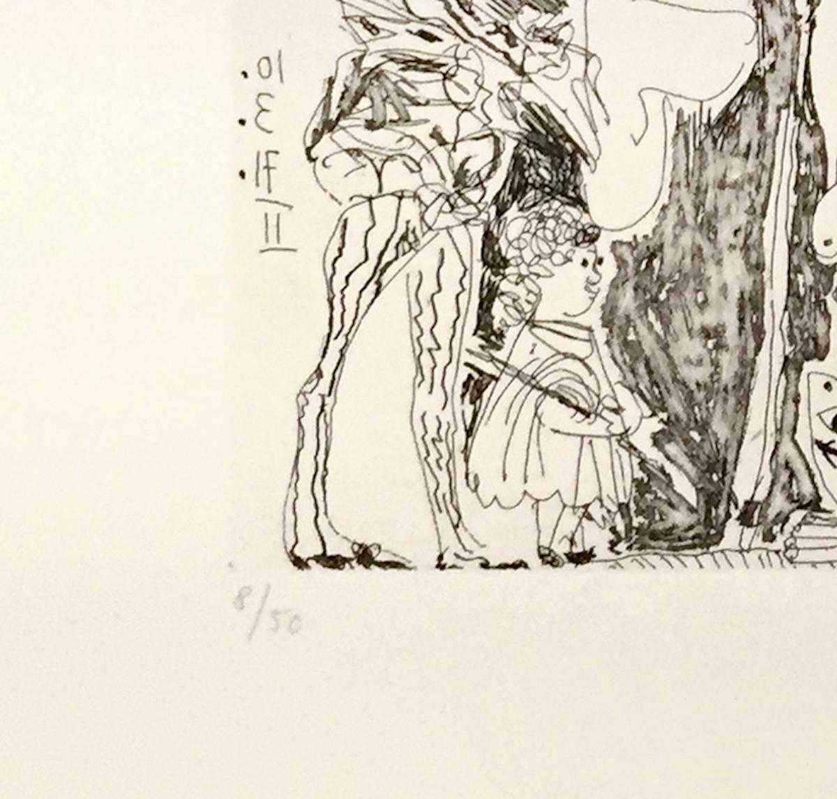 L’Acrobate, avec Femme et Spectateurs - Original Etching 1971 - Print by Pablo Picasso