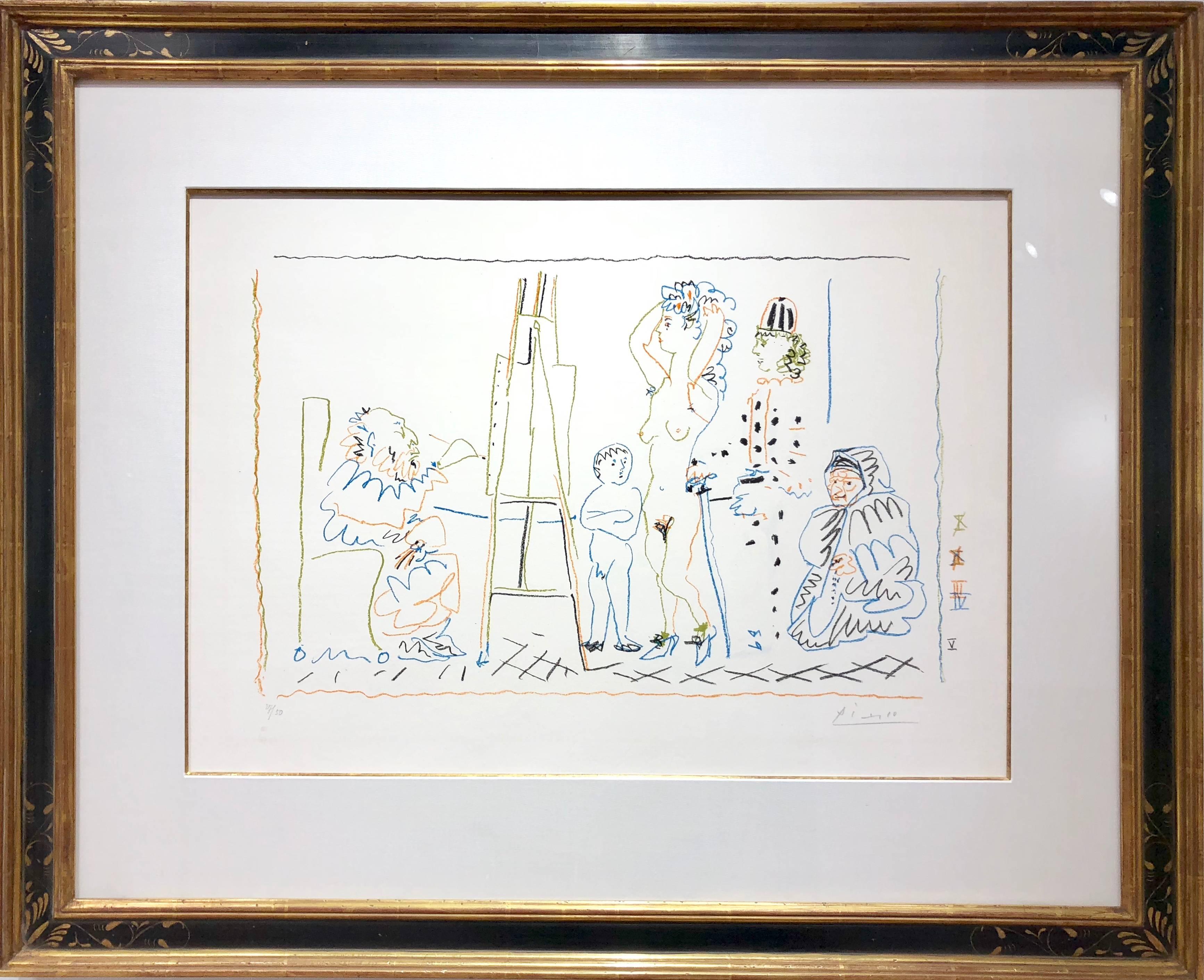 Bei diesem Werk handelt es sich um eine Original-Lithografie in fünf Farben von Pablo Picasso aus dem Jahr 1954.  Jede der 5 Farben dieser Lithographie wurde mit Lithokreide auf transparentem Transferpapier ausgeführt und auf den Stein übertragen. 