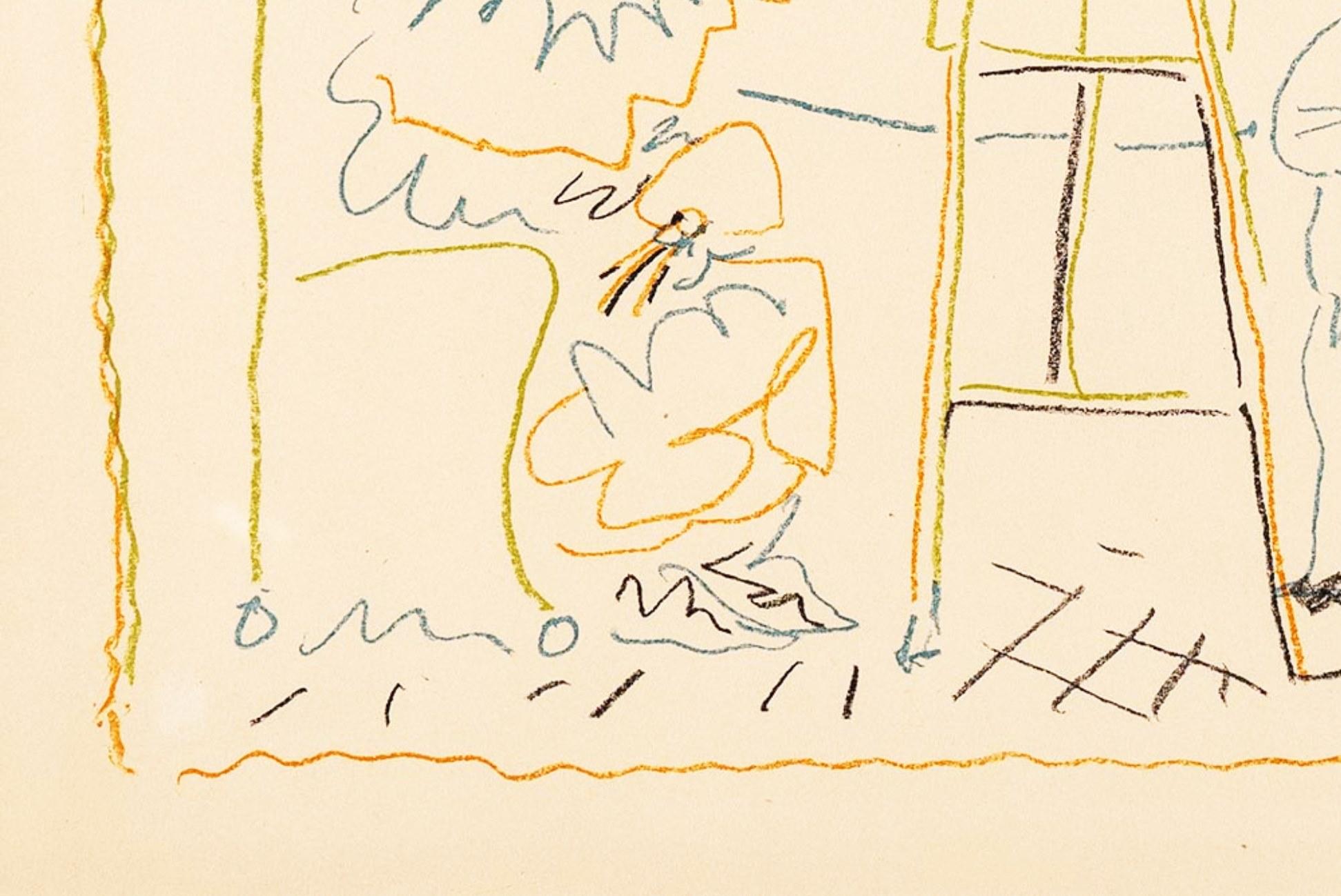 Pablo Picasso — L'Atelier du vieux peintre

Technique: Original color lithograph on paper, printed in five colors
Date: 1954
Publisher/Printer: Mourlot, Paris

Unnumbered and unsigned proof, outside the signed edition of 50.
A rare and sought-after