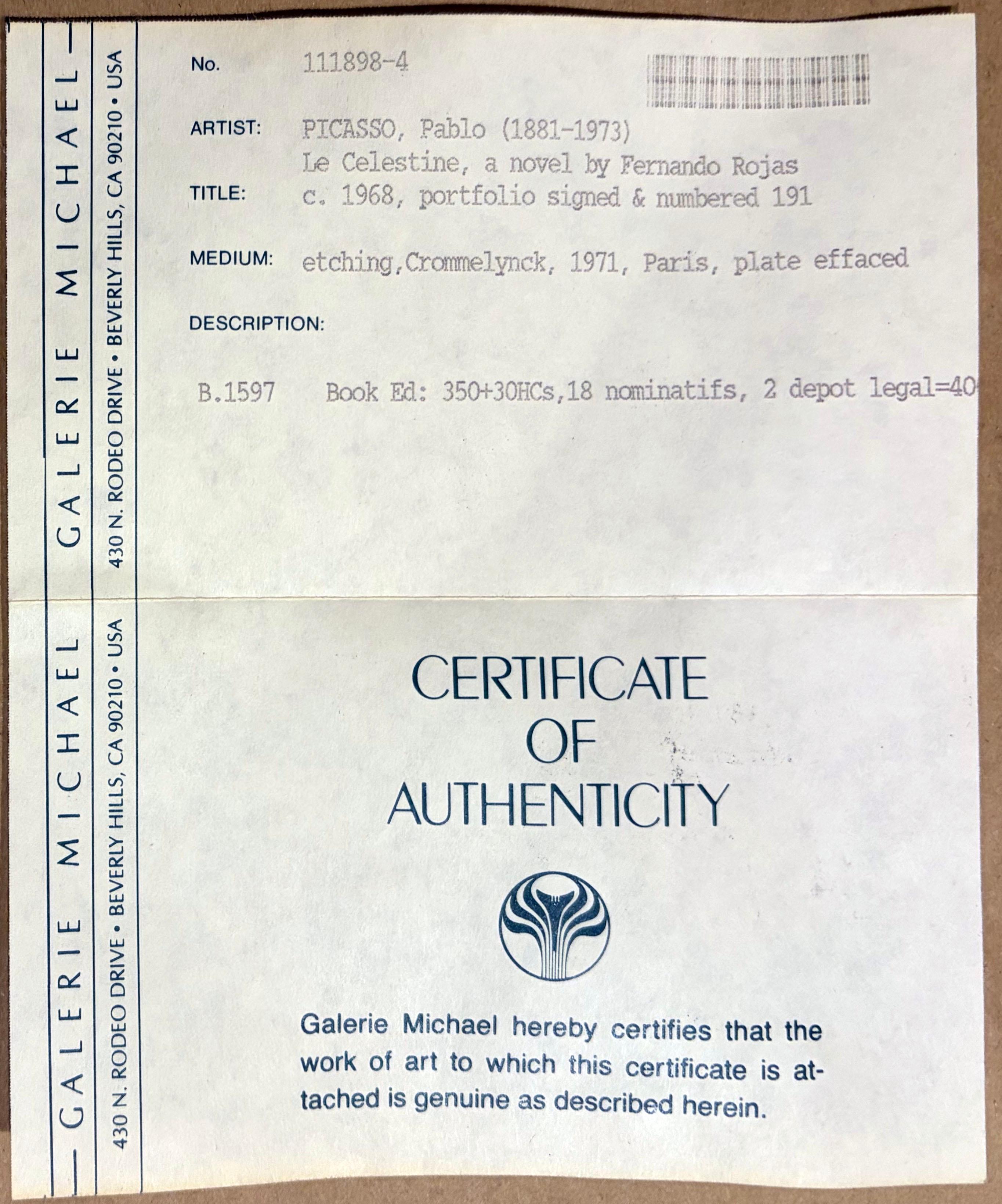 Le Celestine, etching by Pablo Picasso For Sale 2