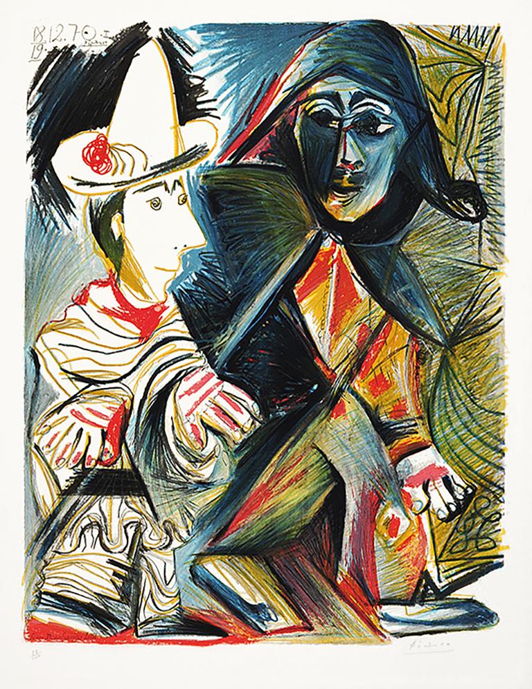 Pablo Picasso Figurative Print - Le clown et l’Harlequin (Clown & the Harlequin)