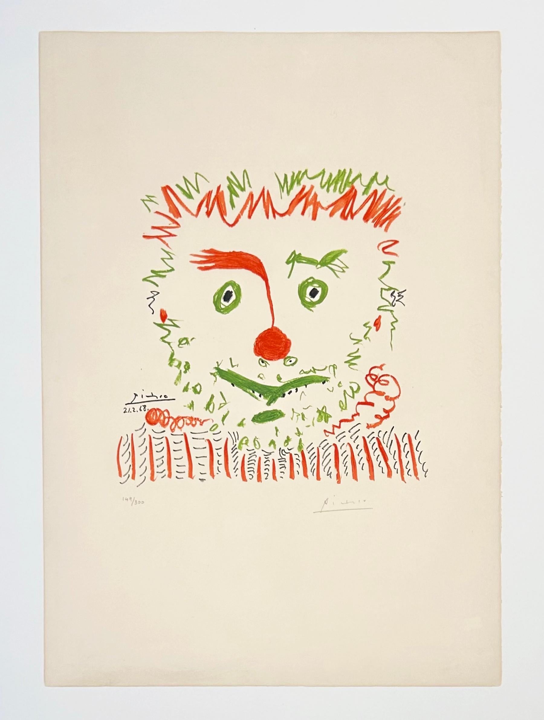 Artist: Pablo Picasso (after)
Title: Le Clown
Year: 1968
Edition: 149/300
Medium: Color lithograph
Signed: Signed and numbered in pencil
Medium: Lithograph
Frame Size: 35 1/2