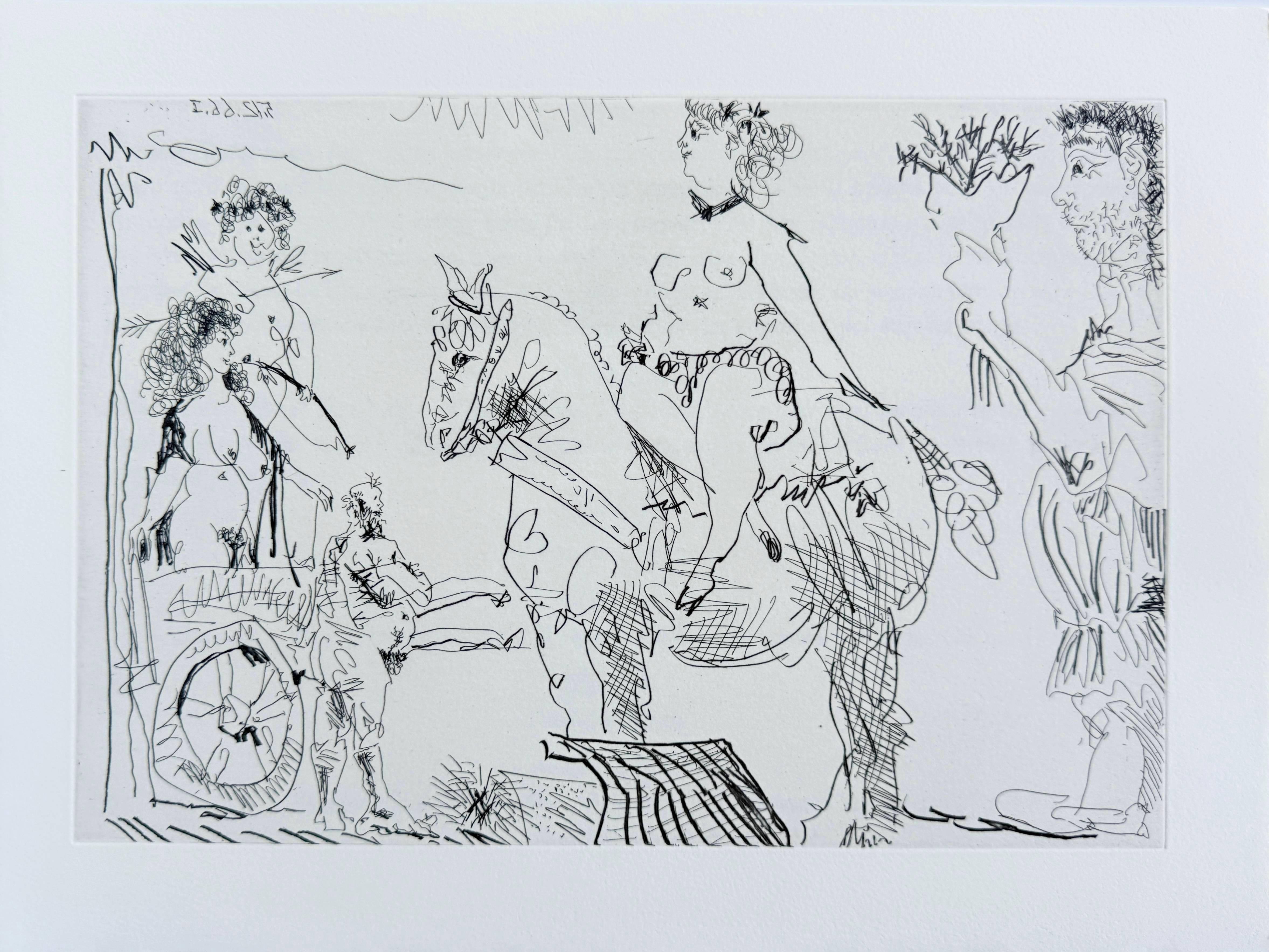 Pablo Picasso (1881-1973) - Le cocu magnifique

Portfolio avec 12 gravures (cinq à l'aquatinte, une à la pointe sèche) de 1968.

Exemplaire XI/XVIII, l'un des 18 exemplaires 