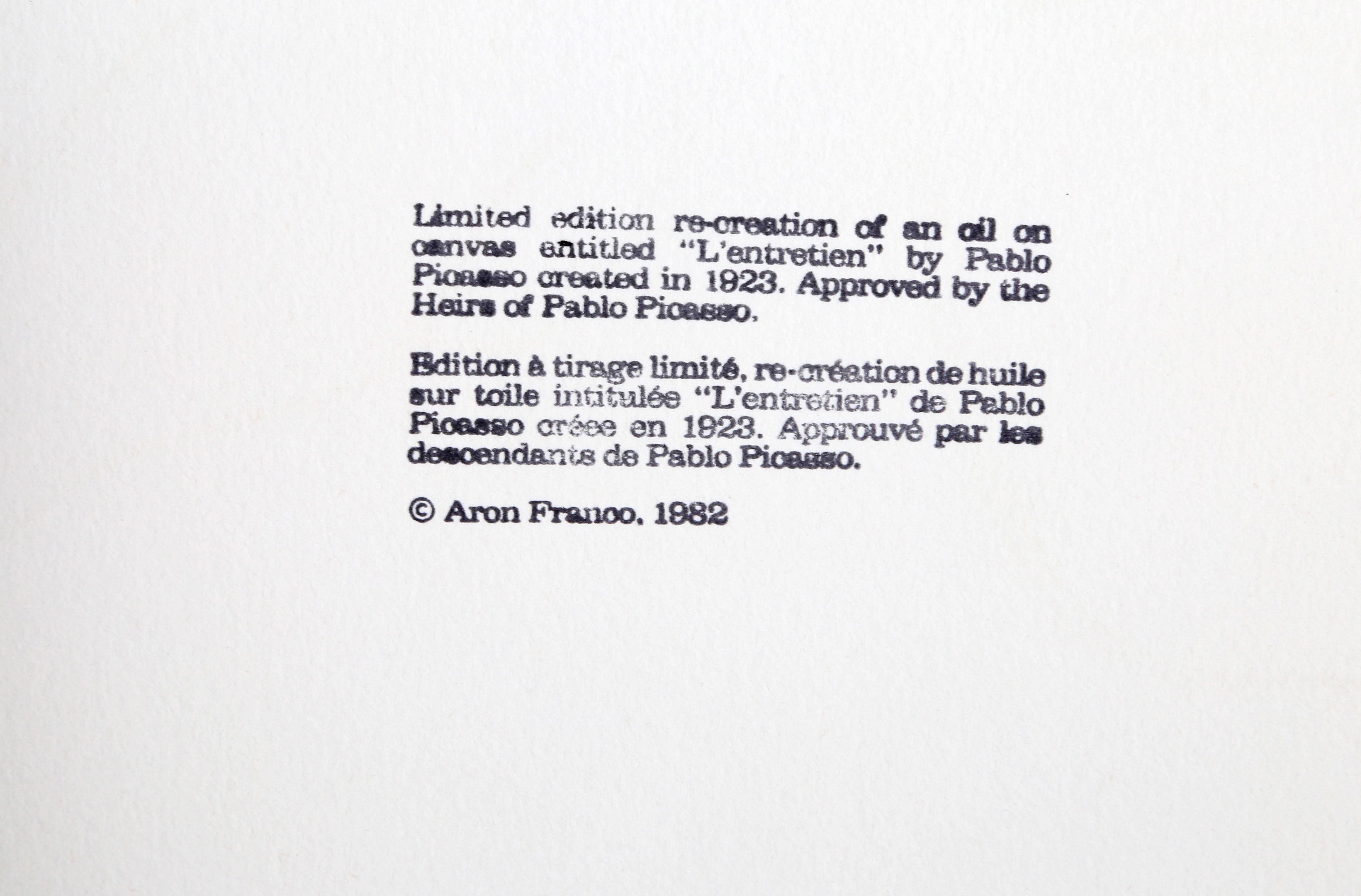 Le Entretien, Cubist Lithograph after Pablo Picasso For Sale 3