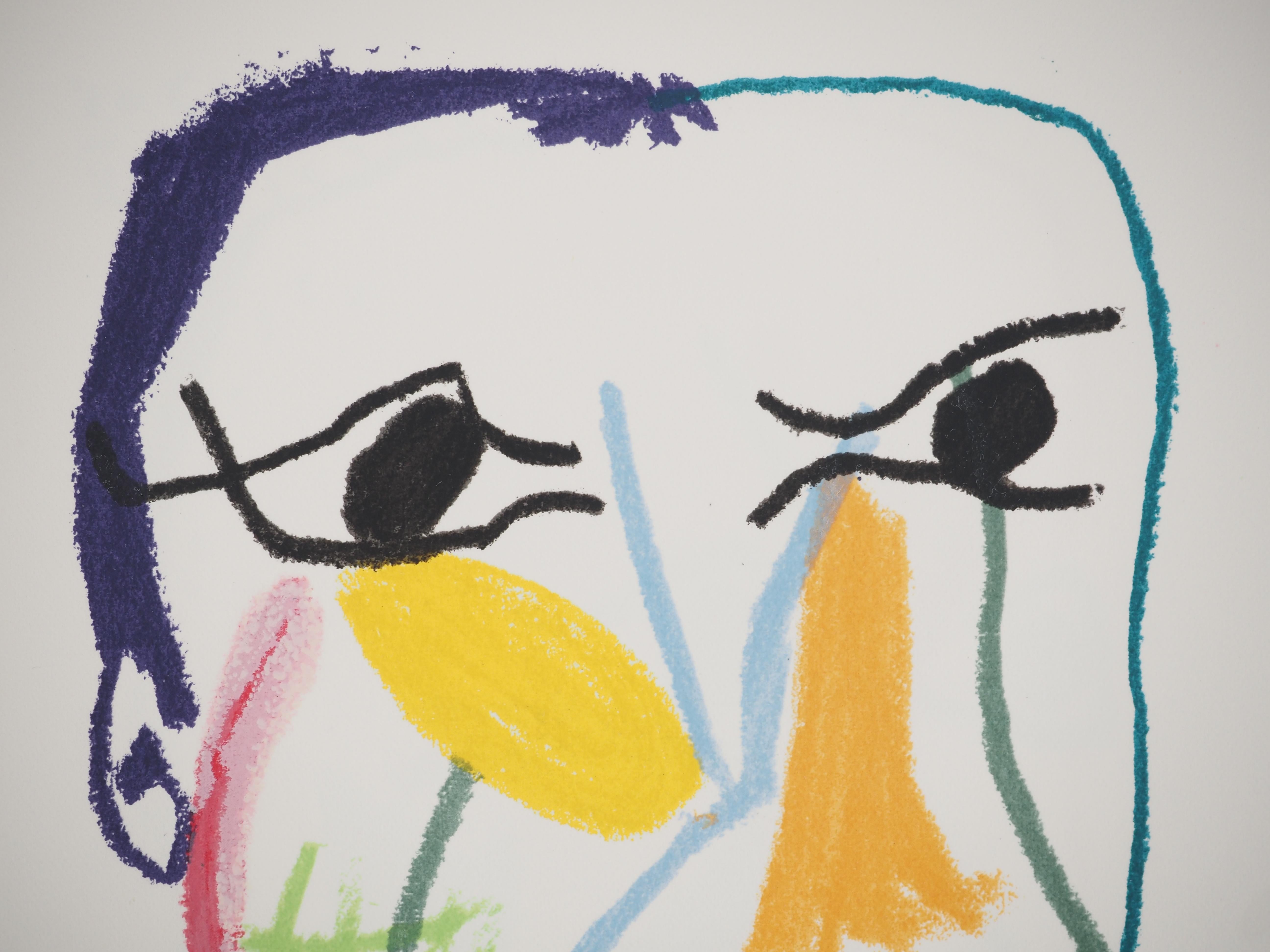 Le Goût du Bonheur : Picasso con barba - Litografía - Figurative Print Gris de Pablo Picasso