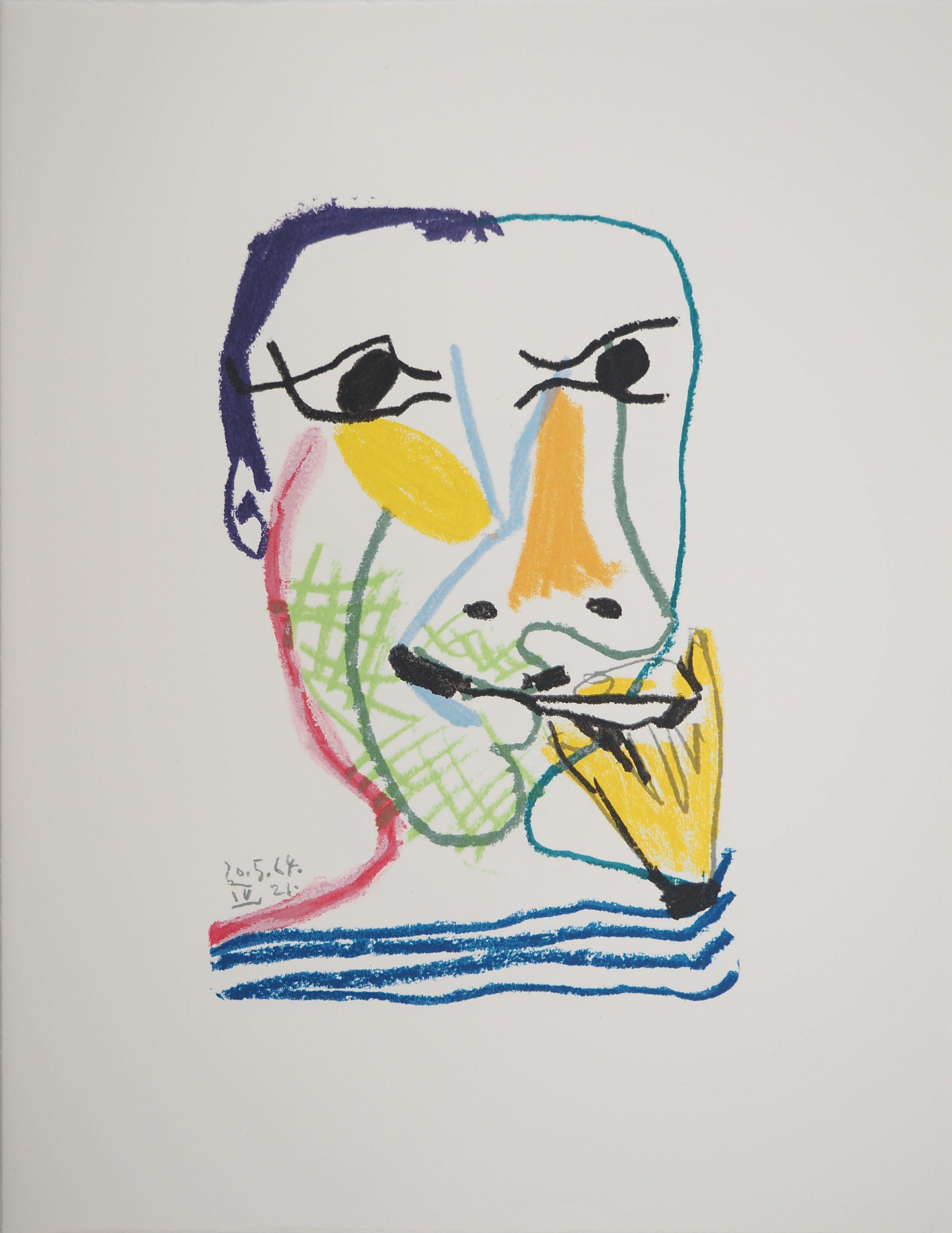 Figurative Print de Pablo Picasso - Le Goût du Bonheur : Picasso con barba - Litografía