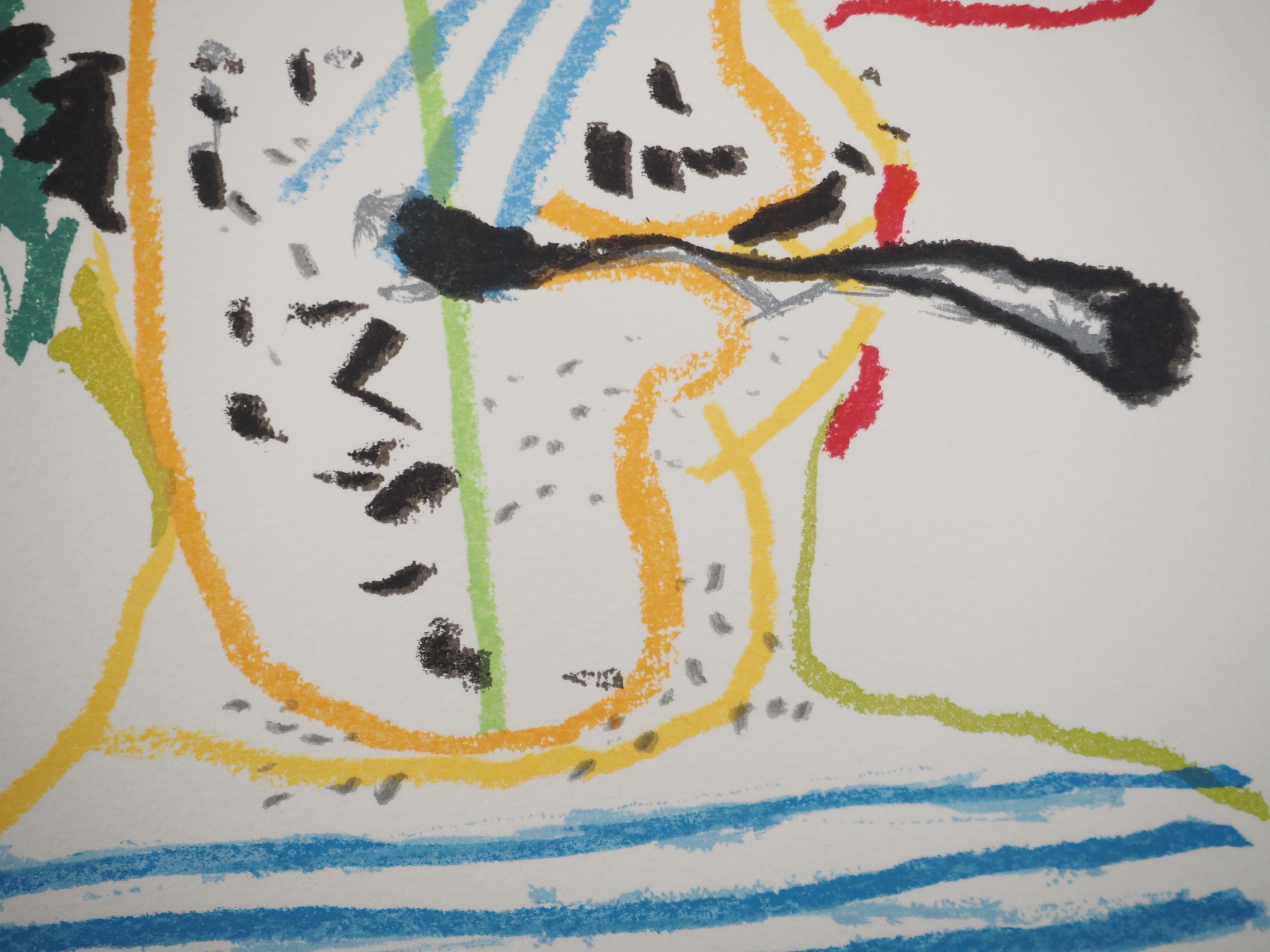 Le goût du Bonheur : Self-Portrait mit einer Zigarette - Lithographie im Angebot 1