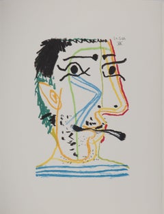 Le goût du Bonheur : Self Portrait with a Cigarette - Lithograph