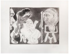 Le Modèle et son Peintre - Etching by Pablo Picasso - 1963